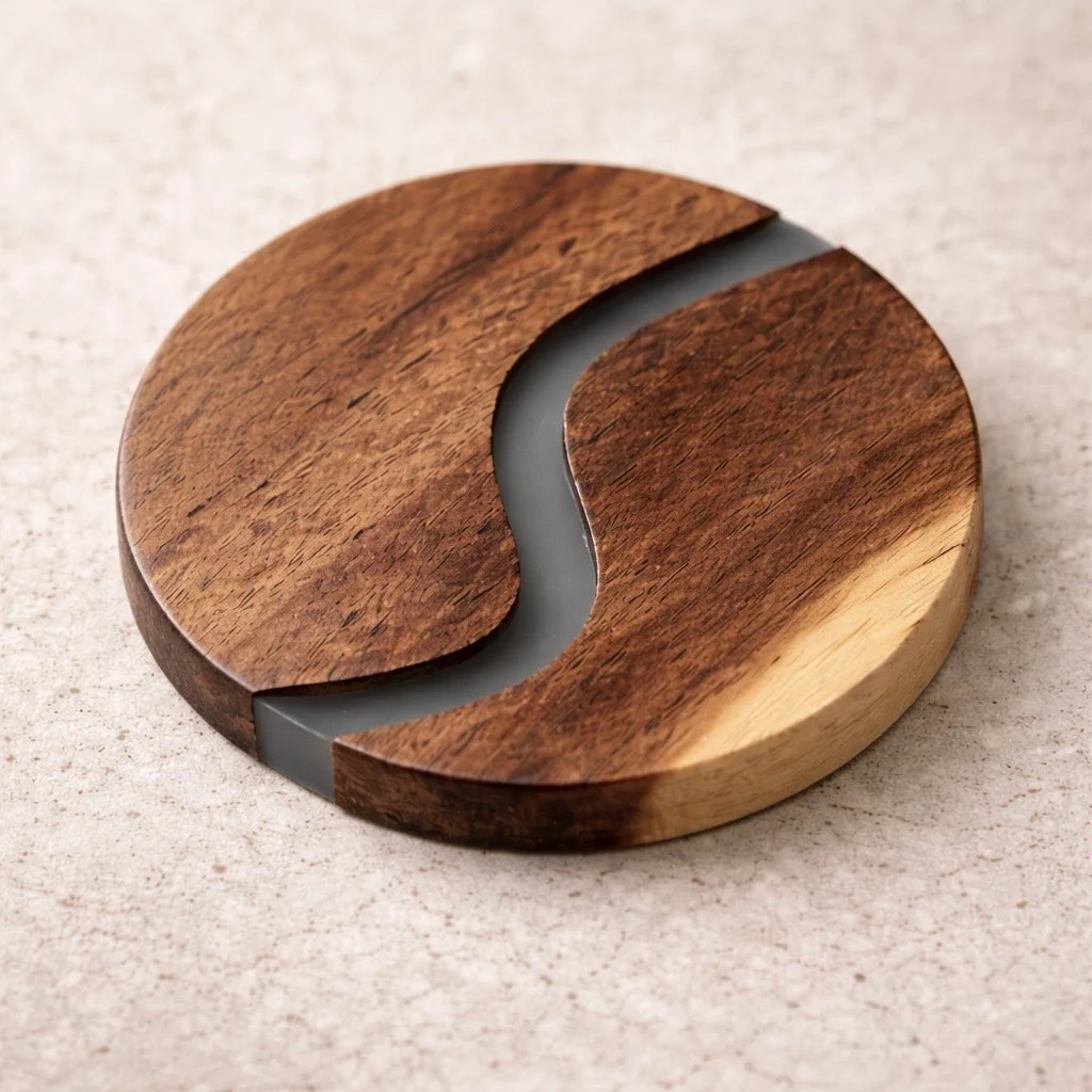 Ibiza Teak Wood & Resin Coaster Set – 4 Piece - Image 5