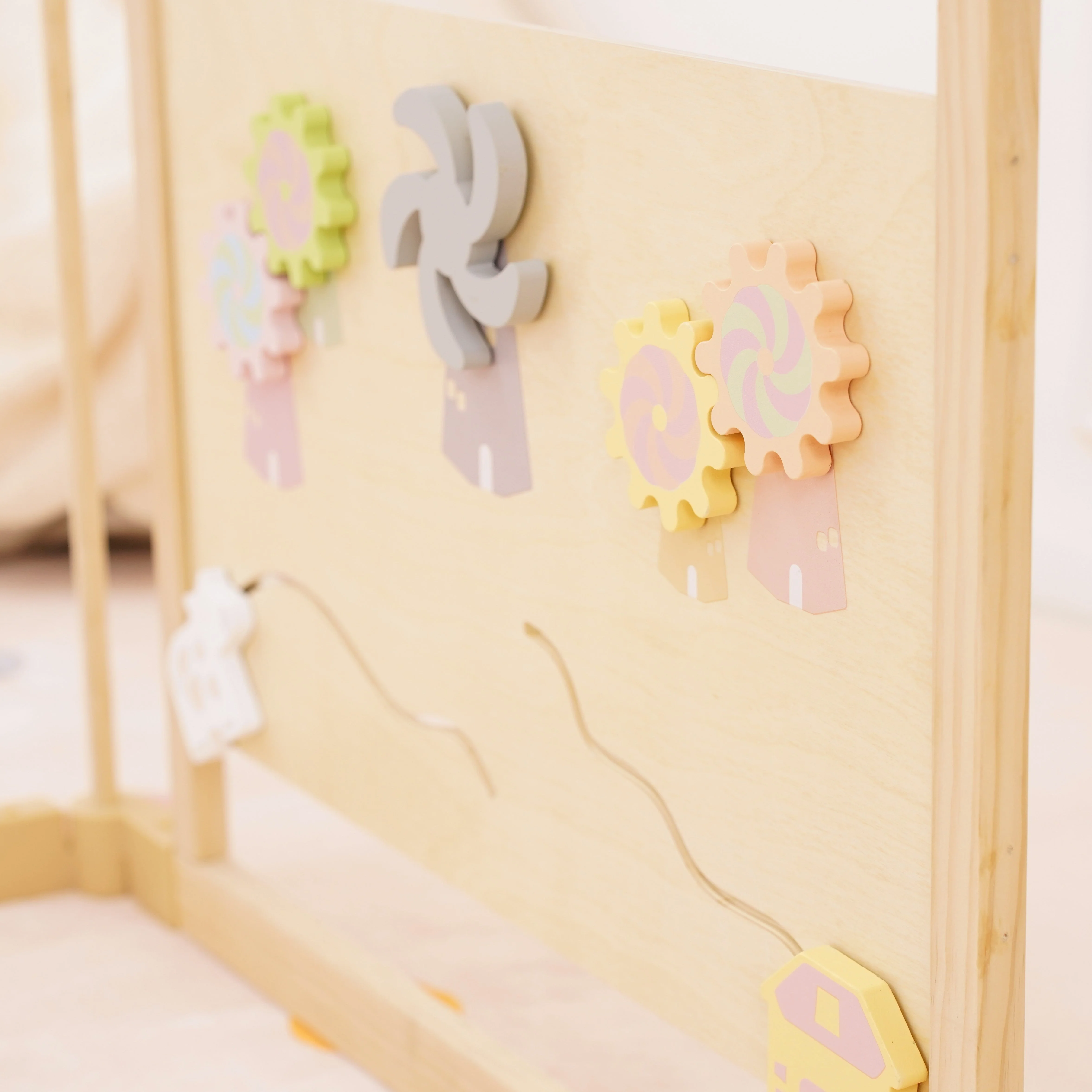 Wooden Baby Playpen with Mirror & Whiteboard Panel – Foldable 63" x 63" Montessori Sensory Play Yard - Image 6
