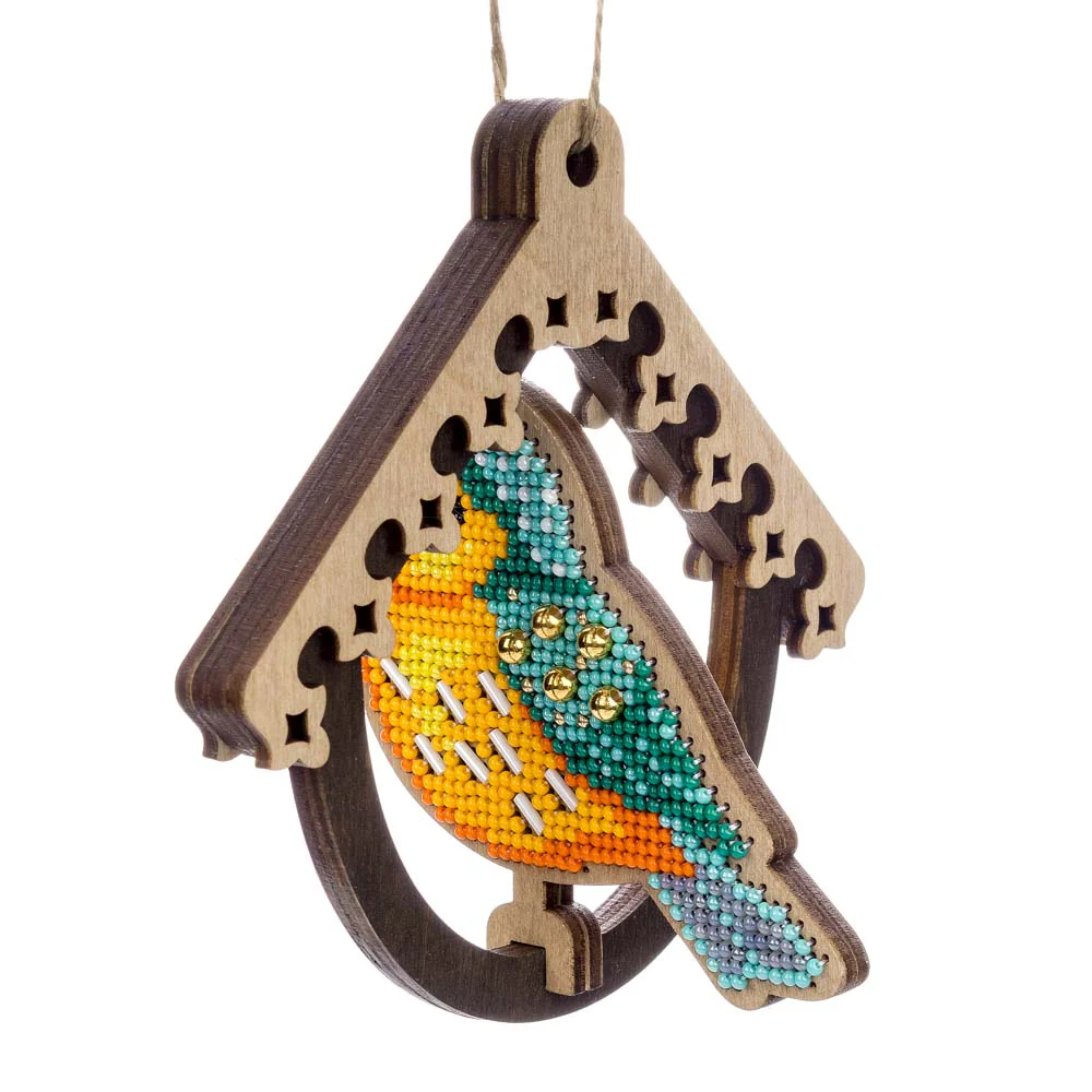 Wooden Bead Embroidery Kit ‚Äì ‚ÄúBird In Birdhouse‚Äù FLK-580 - Image 11
