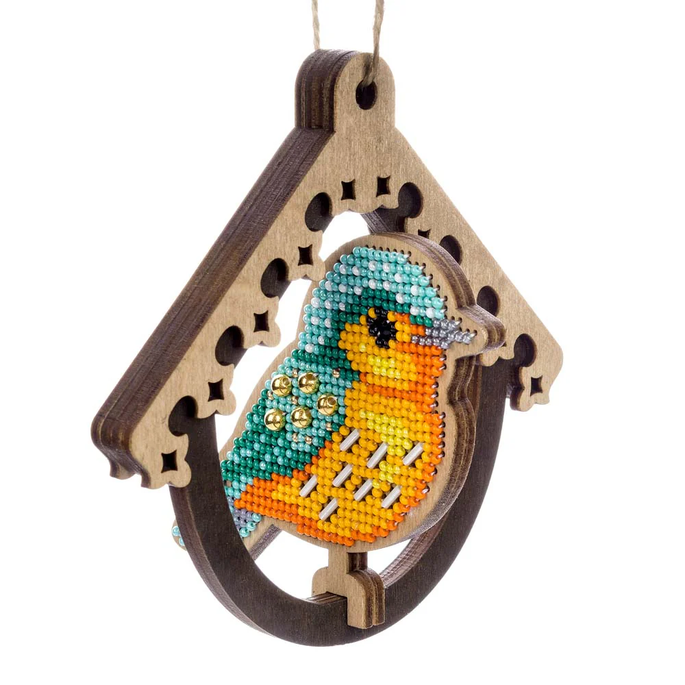 Wooden Bead Embroidery Kit ‚Äì ‚ÄúBird In Birdhouse‚Äù FLK-580 - Image 9