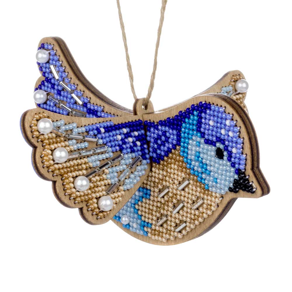 Wooden Bead Embroidery Kit ‚Äì ‚ÄúBlue Bird‚Äù FLK-587 - Image 2