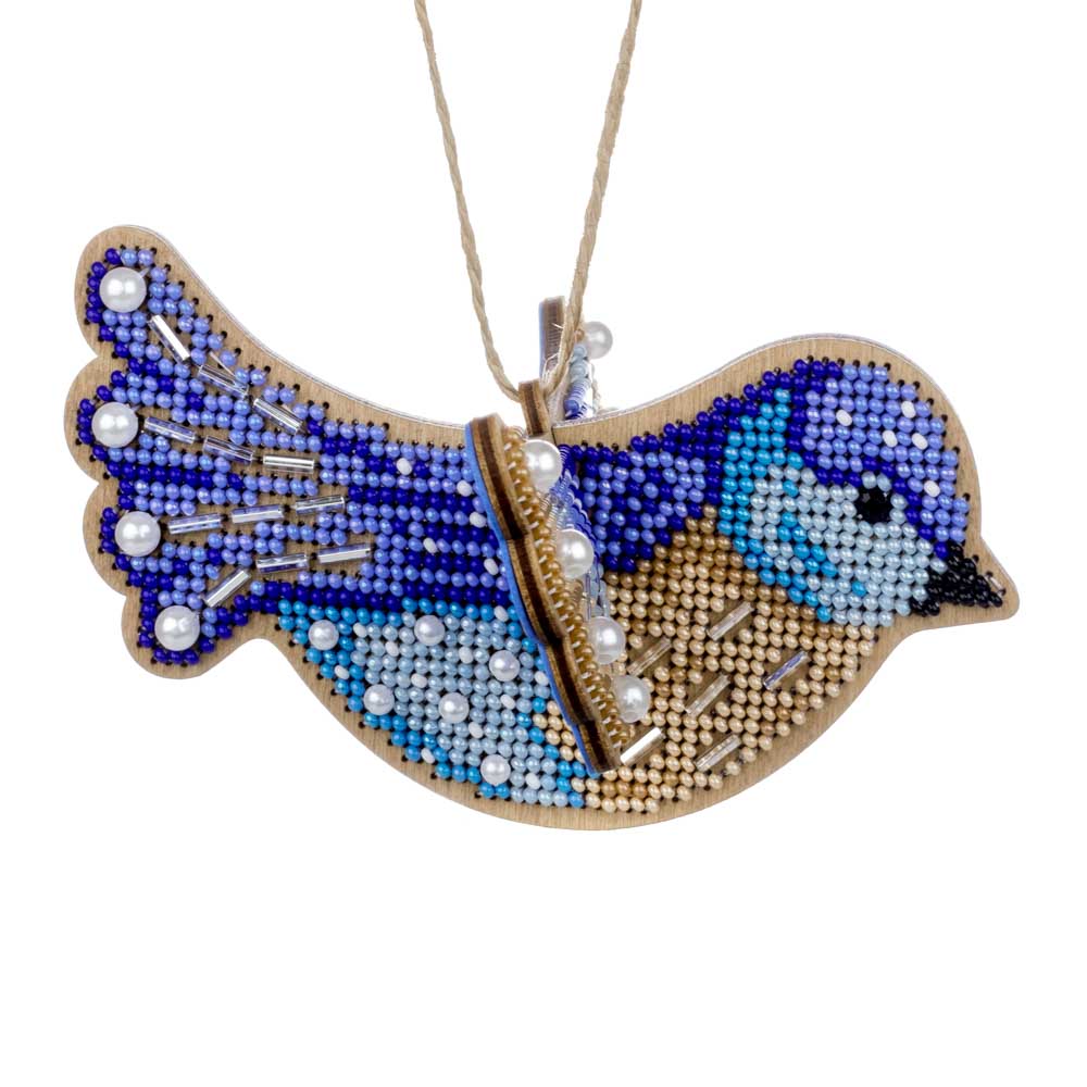 Wooden Bead Embroidery Kit ‚Äì ‚ÄúBlue Bird‚Äù FLK-587 - Image 3