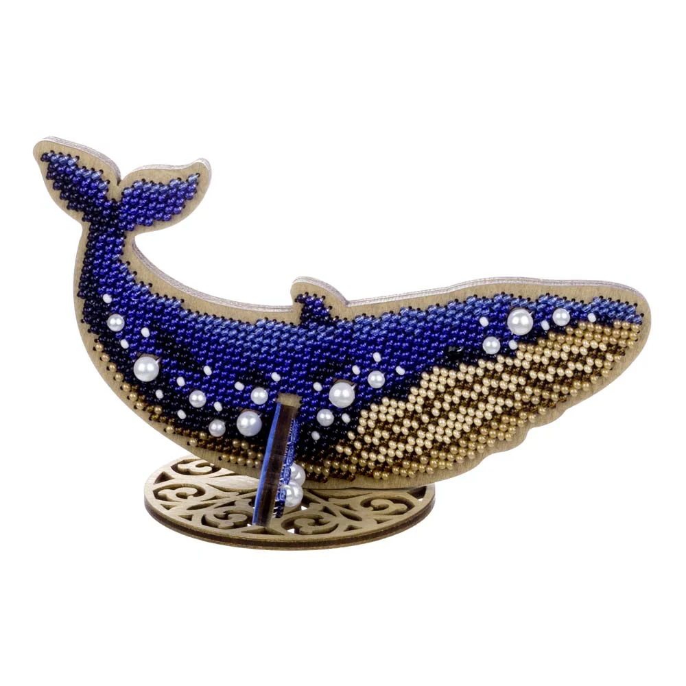 Wooden Bead Embroidery Kit ‚Äì ‚ÄúBlue Whale‚Äù FLK-582 - Image 3