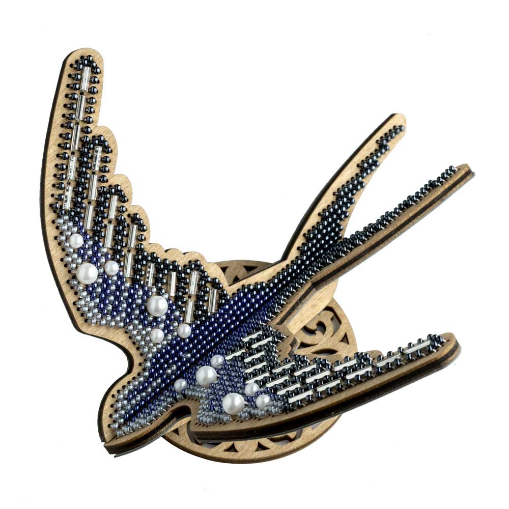 Wooden Bead Embroidery Kit ‚Äì ‚ÄúSwallow‚Äù FLK-583 - Image 2