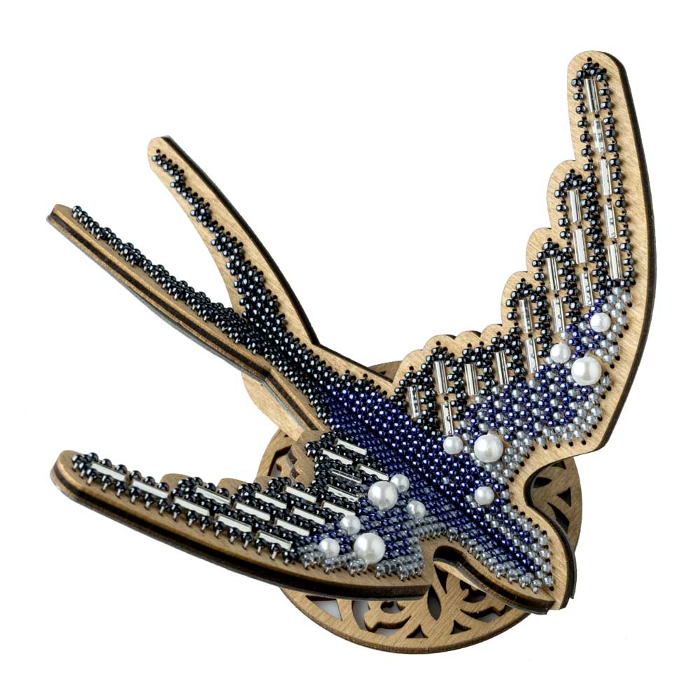 Wooden Bead Embroidery Kit ‚Äì ‚ÄúSwallow‚Äù FLK-583 - Image 3