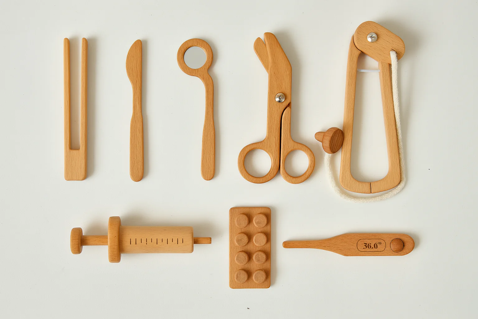 Wooden Doctor Pretend Play Set – Montessori Medical Tools for Kids - Image 2