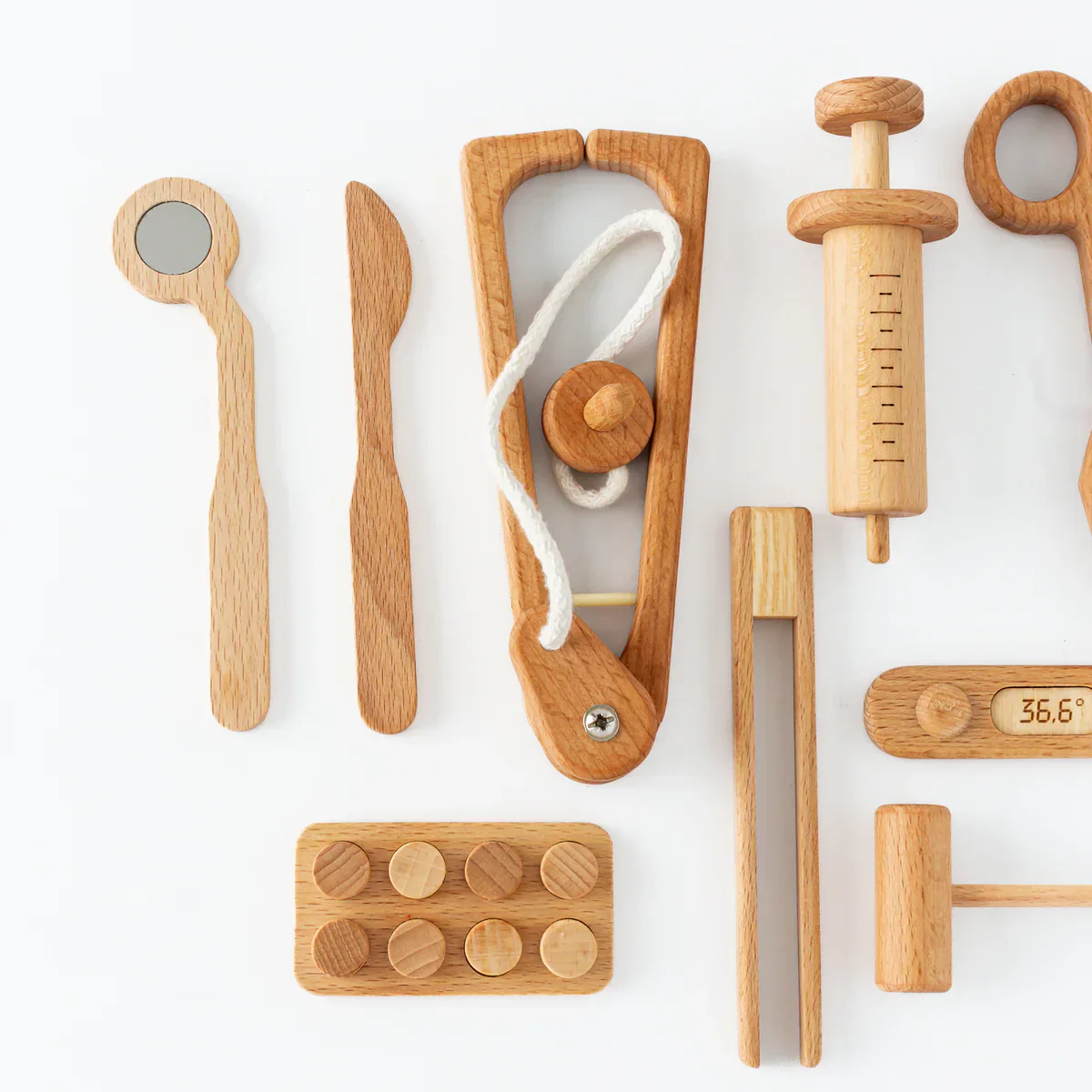 Wooden Doctor Pretend Play Set – Montessori Medical Tools for Kids - Image 3