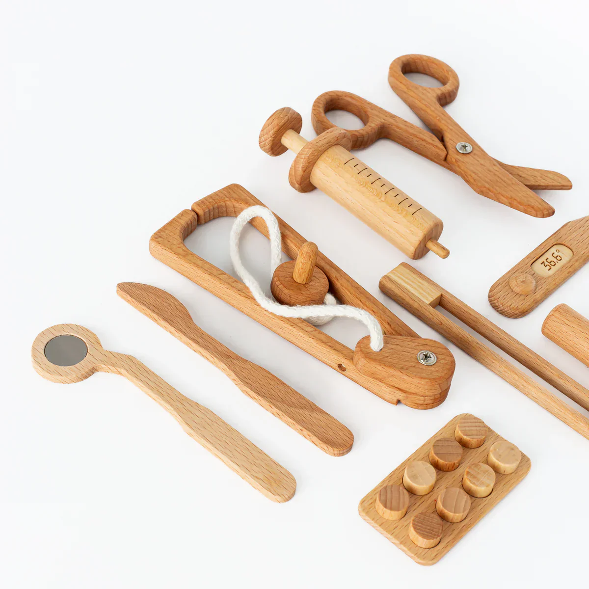 Wooden Doctor Pretend Play Set – Montessori Medical Tools for Kids - Image 4