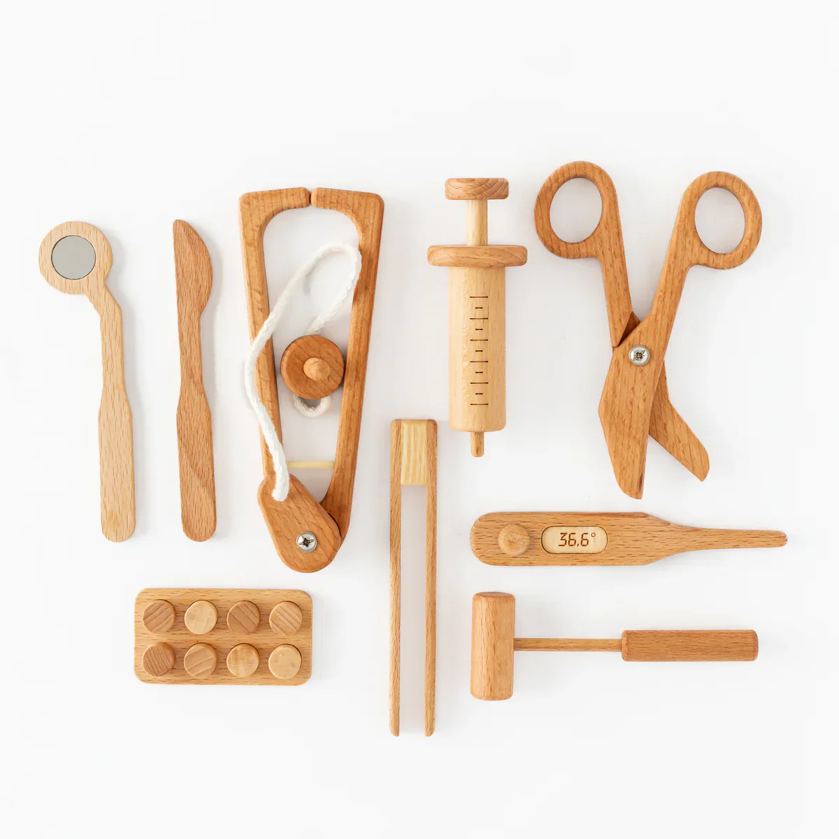 Wooden Doctor Pretend Play Set – Montessori Medical Tools for Kids - Image 5