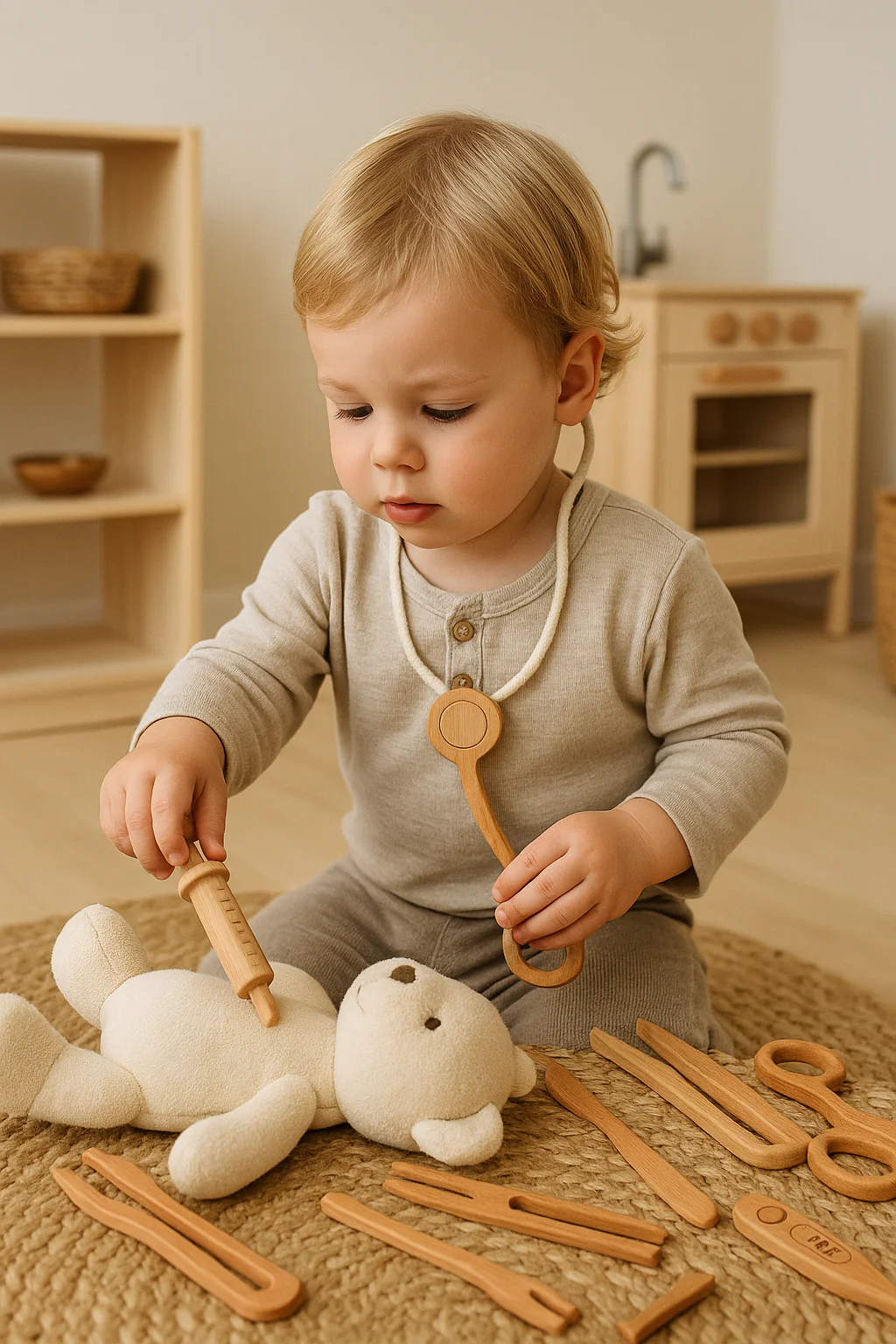 Wooden Doctor Pretend Play Set – Montessori Medical Tools for Kids - Image 6