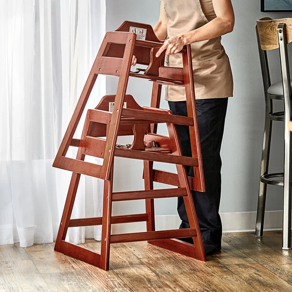 Wooden High Chair for Toddler - Stackable - Unassembled - Image 3