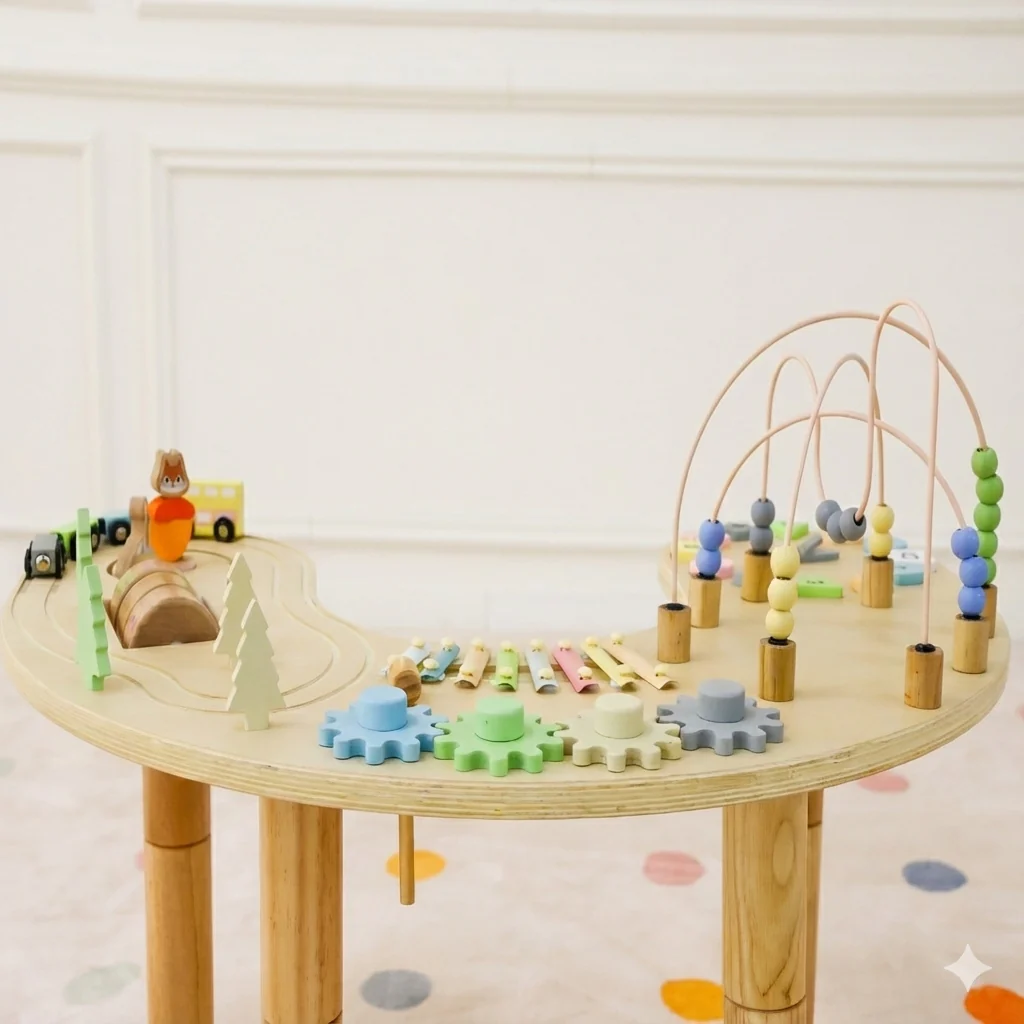 Wooden Multi-Activity Sensory Play Table - Image 4