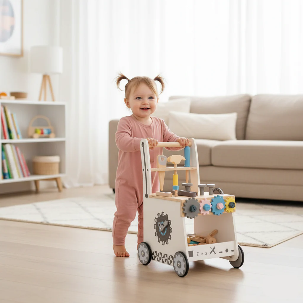 Wooden Tool Walker – Multi-Activity Learning Wagon for Toddlers - Image 2