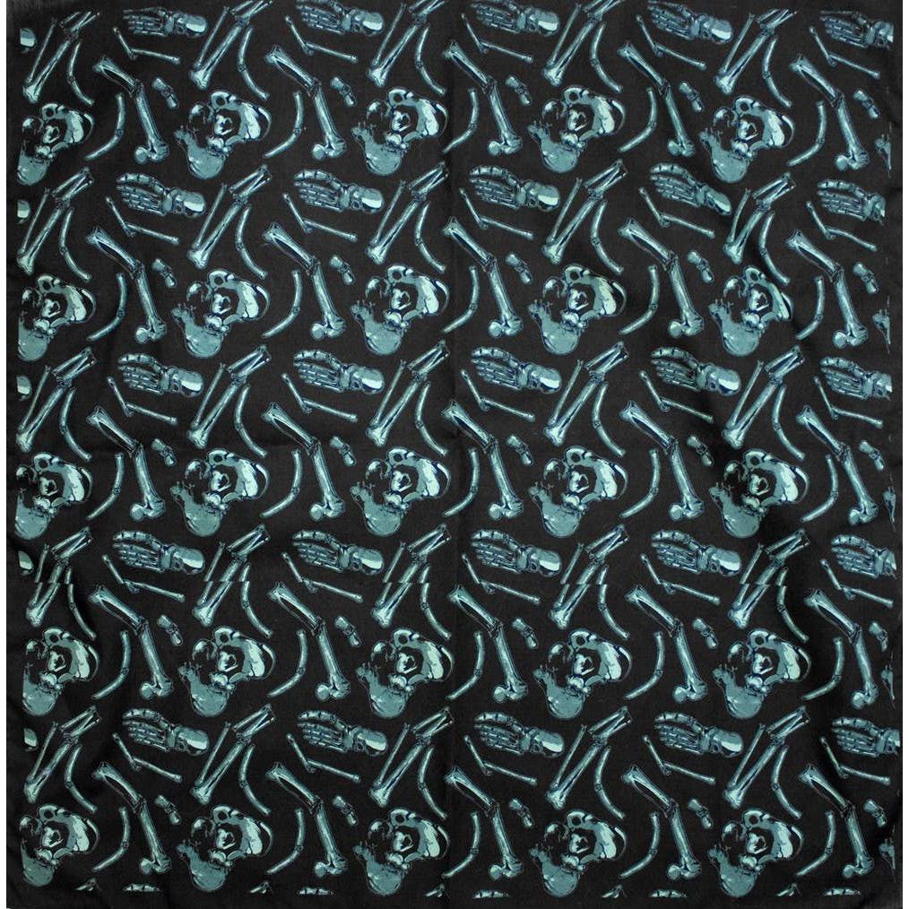 X-Ray Body Parts Bandana | Black & Light Blue Print | Sourpuss Gothic Punk Rock Accessory - Image 4