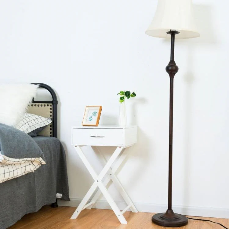 X-Shape 1 Drawer Nightstand End Side Table Storage in White - Image 3
