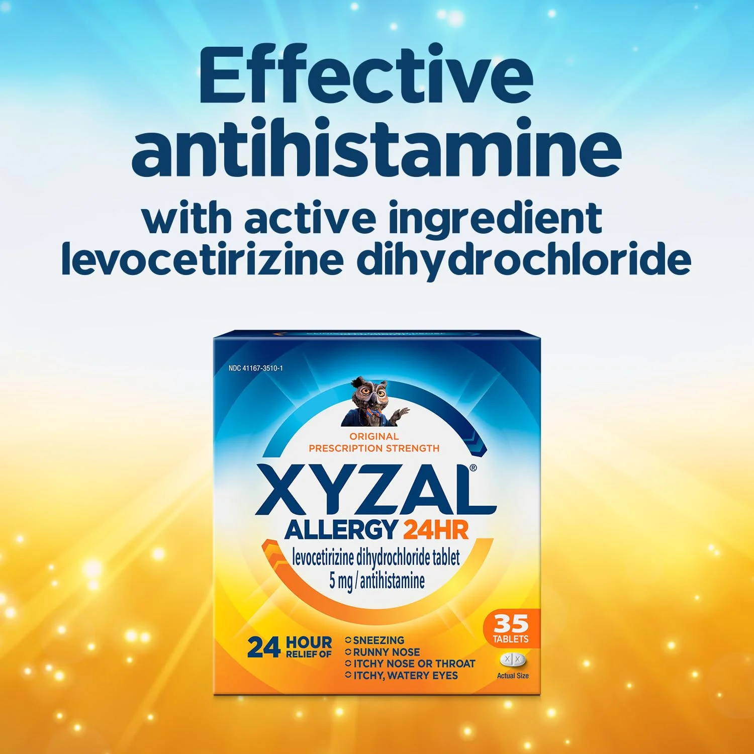 Xyzal 24 Hour Allergy Relief Medicine, Original Prescription Strength Antihistamine, Levocetirizine Dihydrochloride Tablets, 5 mg, 35 Count - Image 5