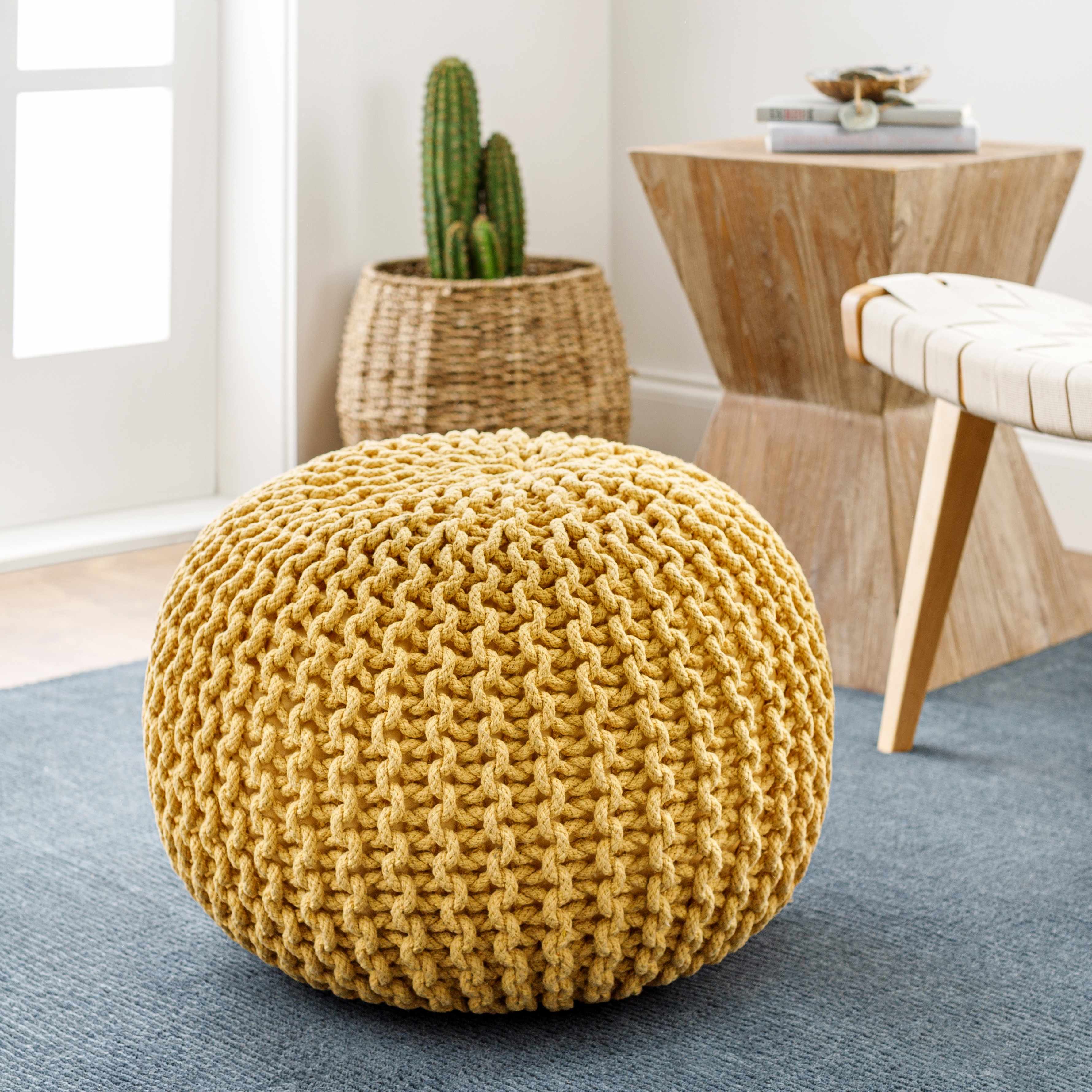 Yablanitsa Orange Knitted Pouf - Image 5