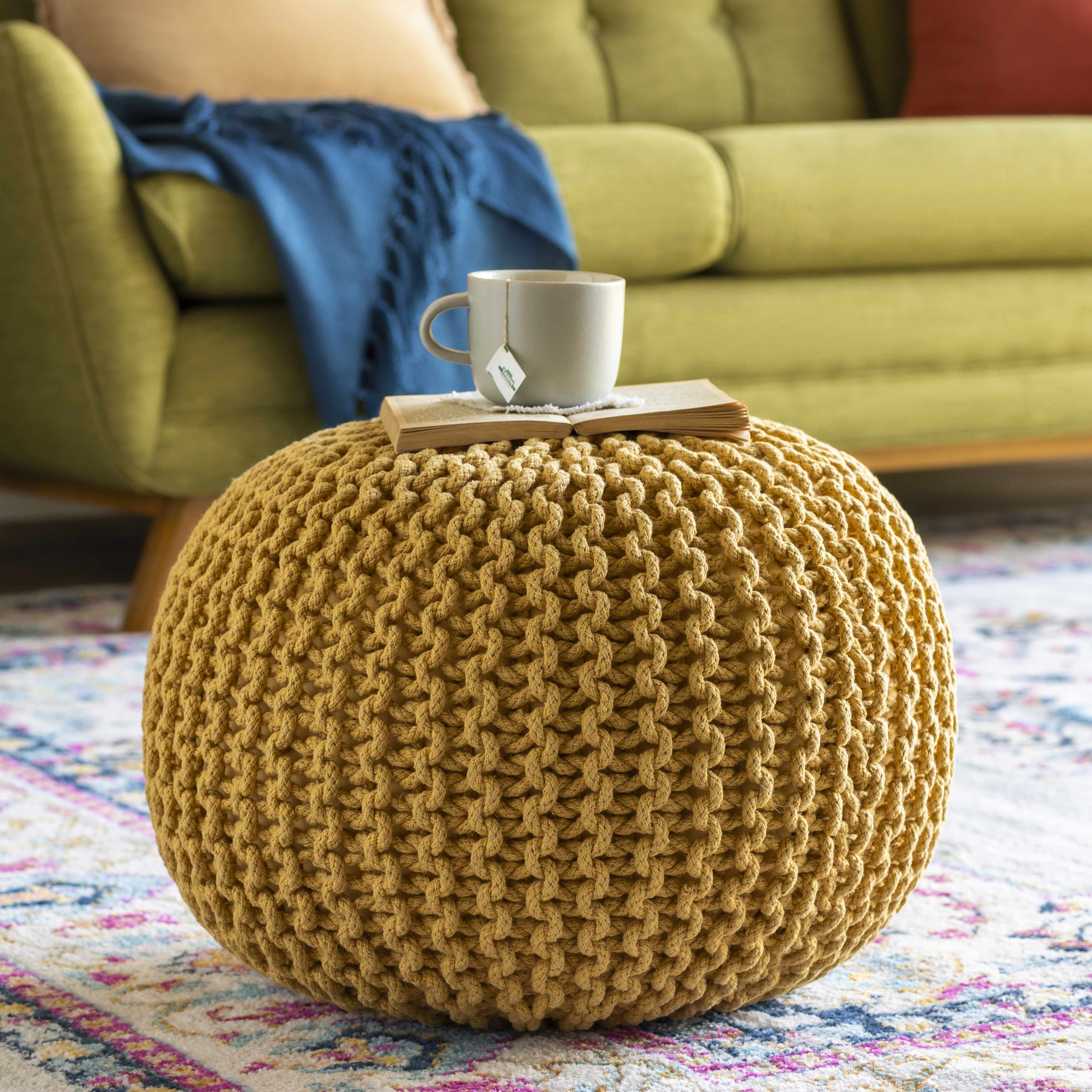 Yablanitsa Orange Knitted Pouf - Image 6