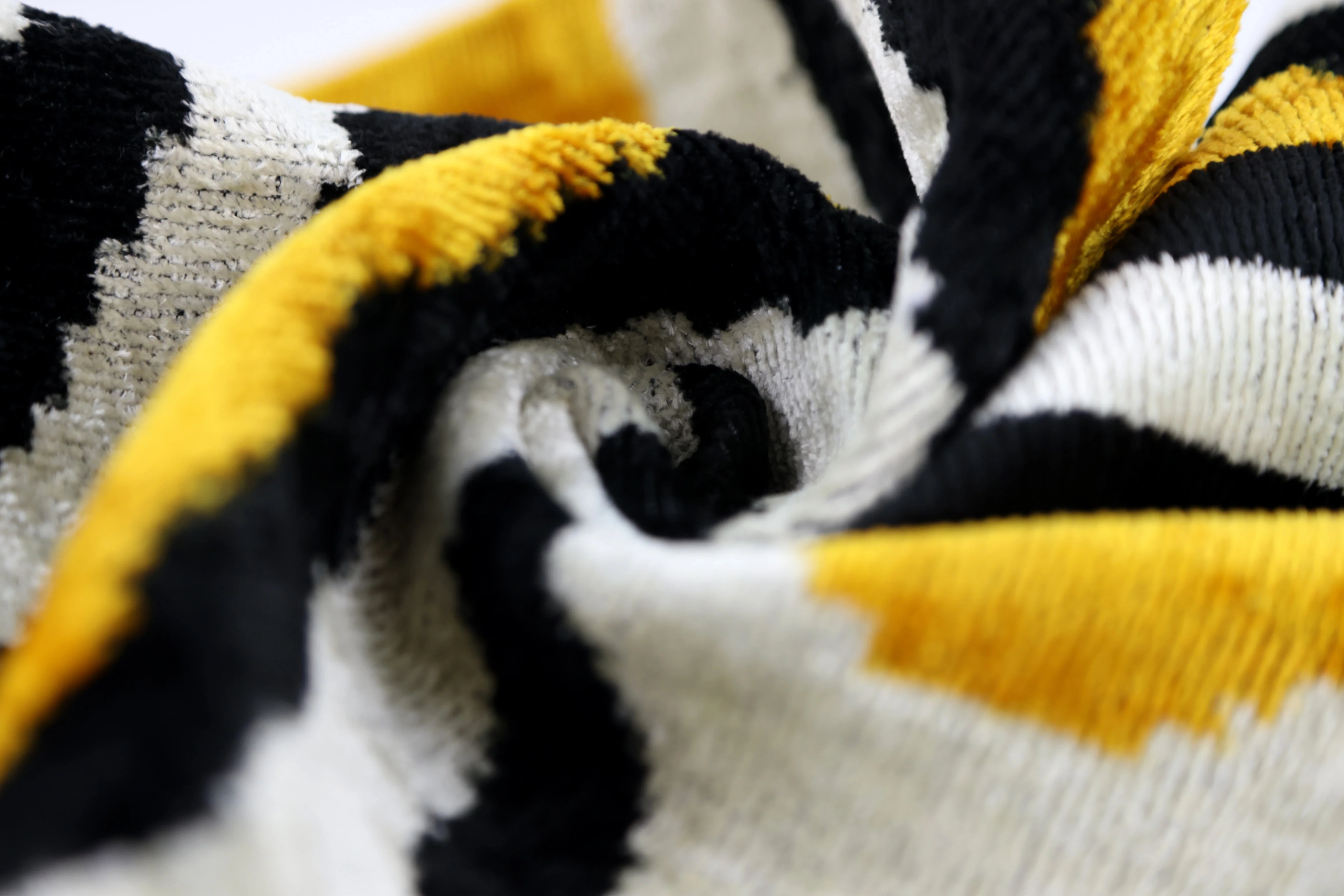 Yellow, Black & White Wave Pattern Velvet Throw Pillow – 16x24 in | Handmade Luxury Accent - Image 2