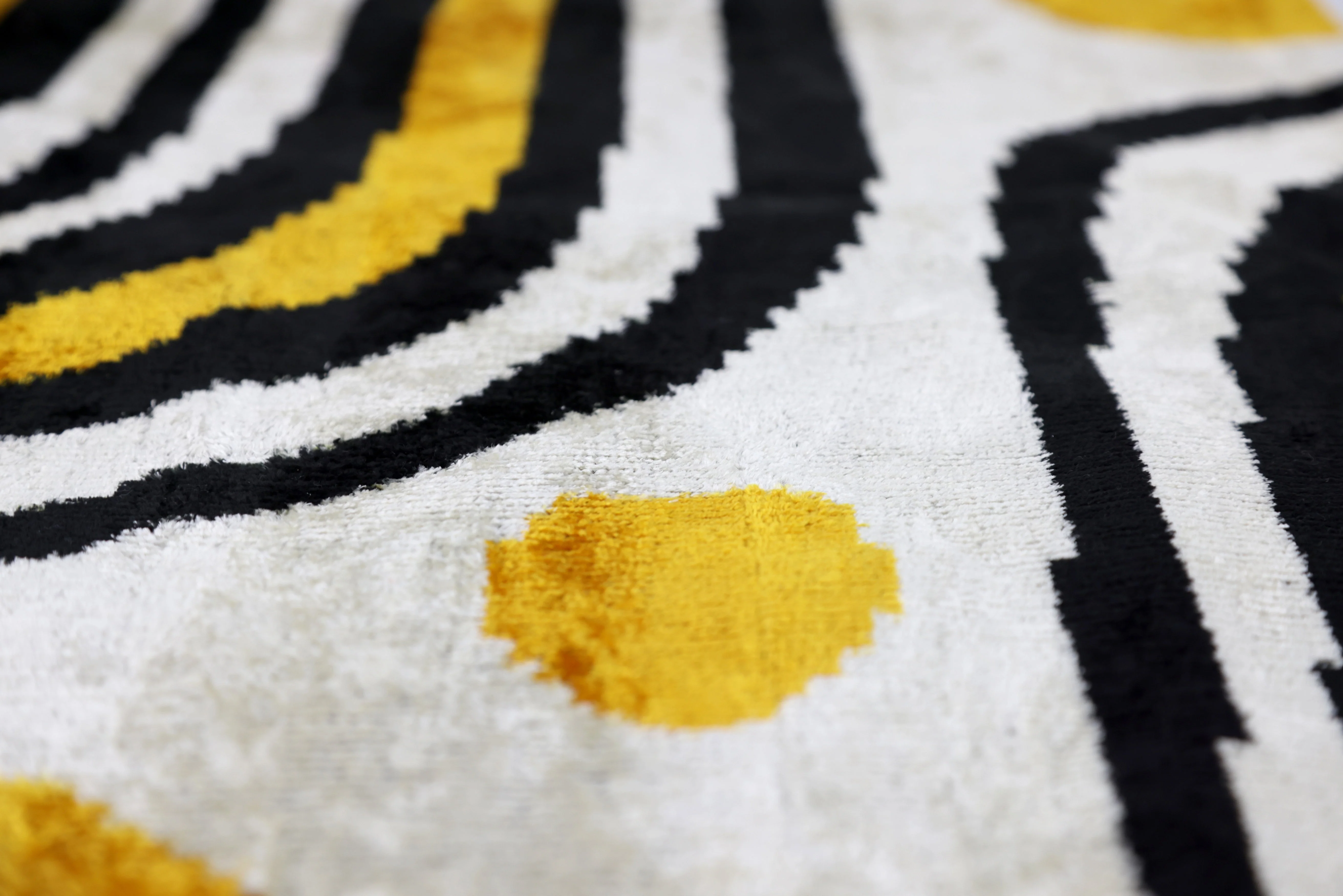 Yellow, Black & White Wave Pattern Velvet Throw Pillow – 16x24 in | Handmade Luxury Accent - Image 3