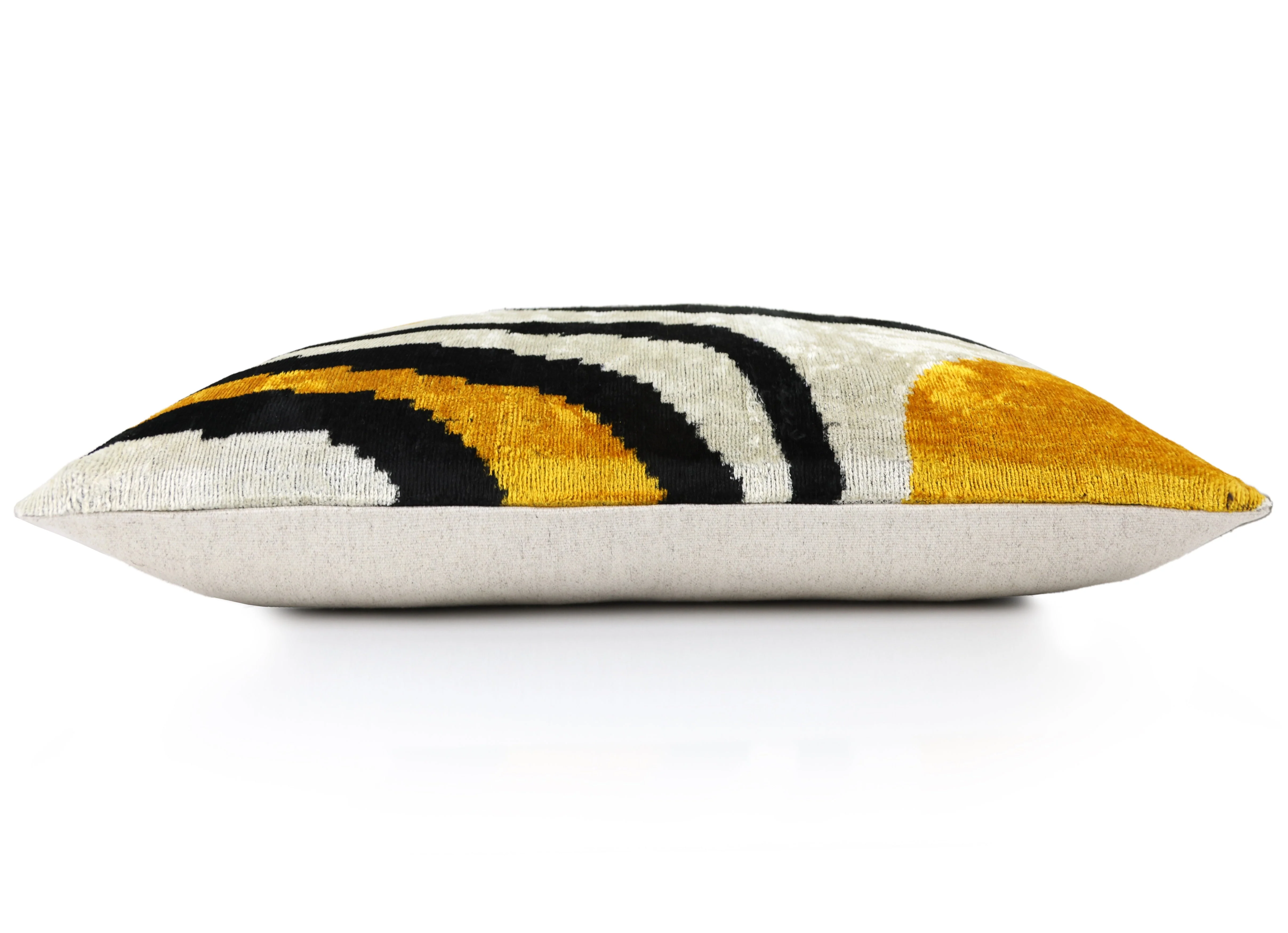 Yellow, Black & White Wave Pattern Velvet Throw Pillow – 16x24 in | Handmade Luxury Accent - Image 4