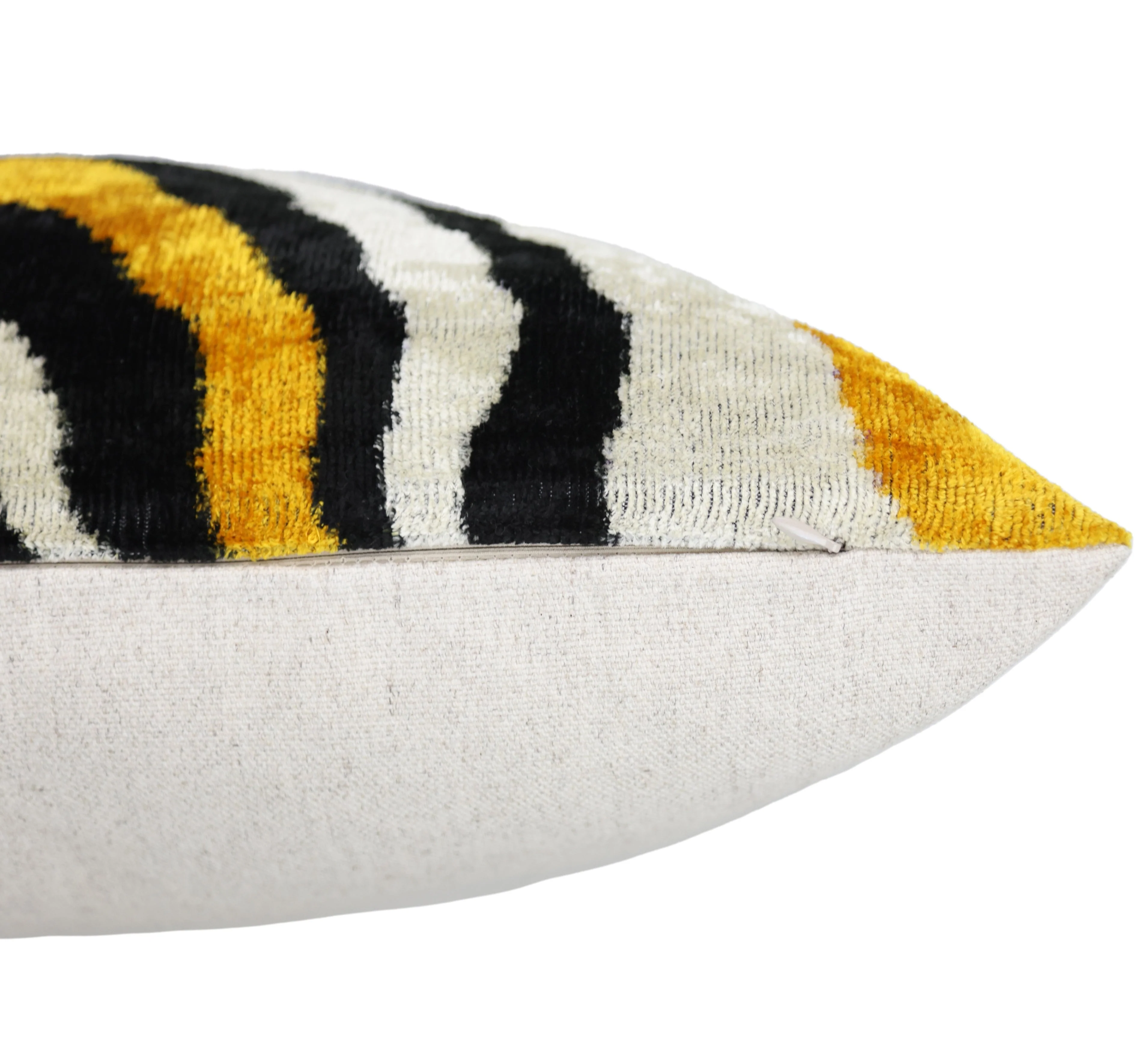 Yellow, Black & White Wave Pattern Velvet Throw Pillow – 16x24 in | Handmade Luxury Accent - Image 6