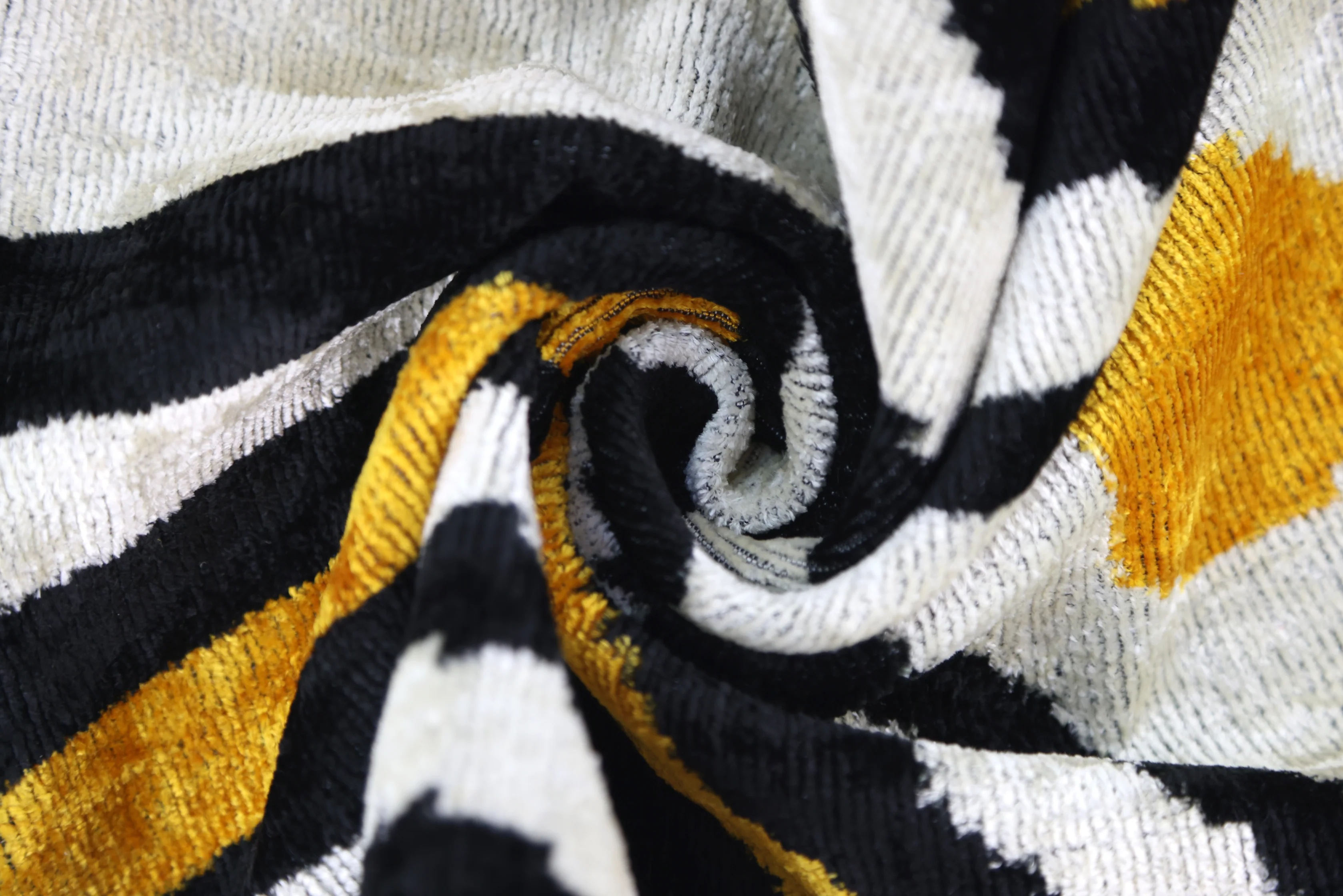 Yellow, Black & White Wave Pattern Velvet Throw Pillow – 16x24 in | Handmade Luxury Accent - Image 7