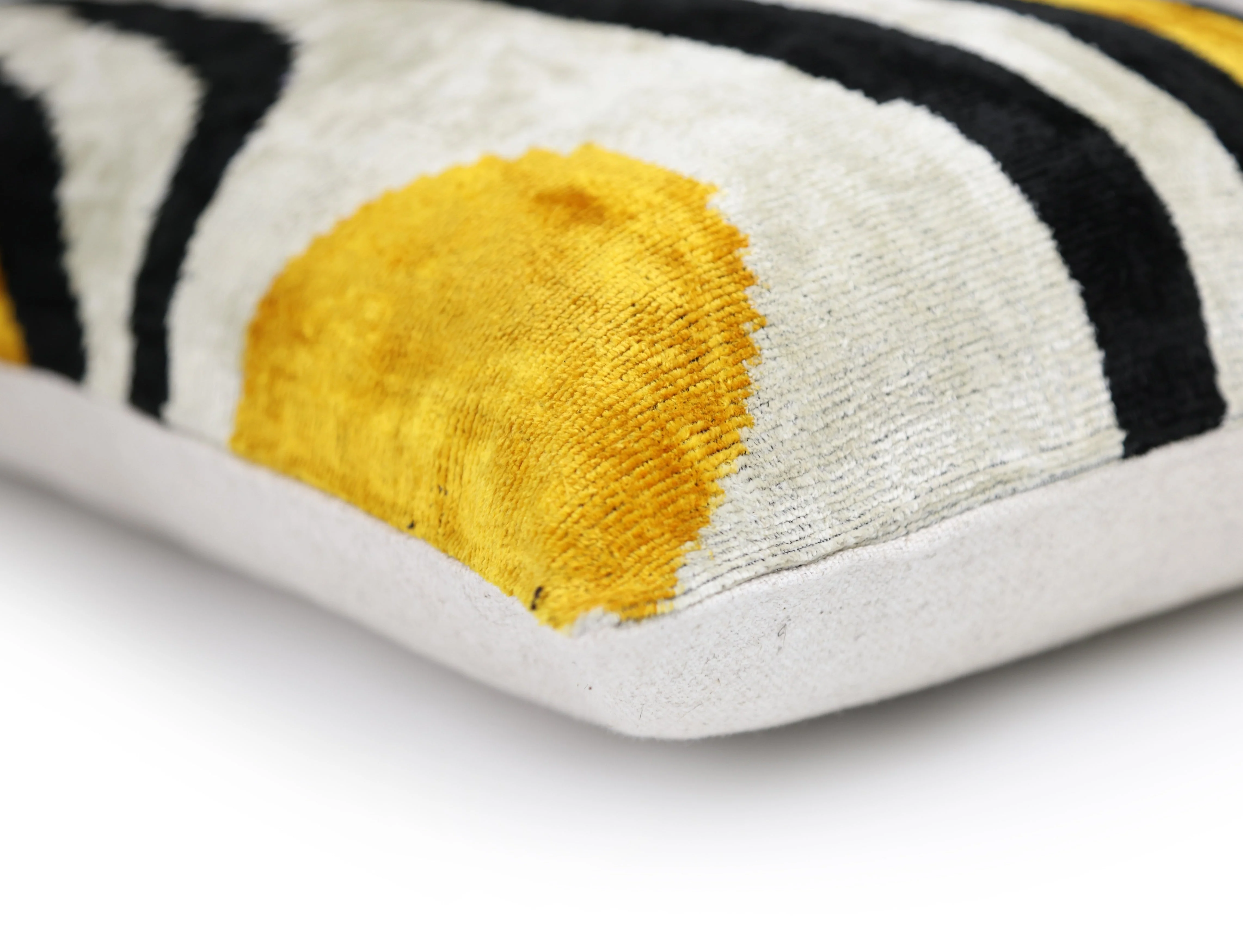 Yellow, Black & White Wave Pattern Velvet Throw Pillow – 16x24 in | Handmade Luxury Accent - Image 8