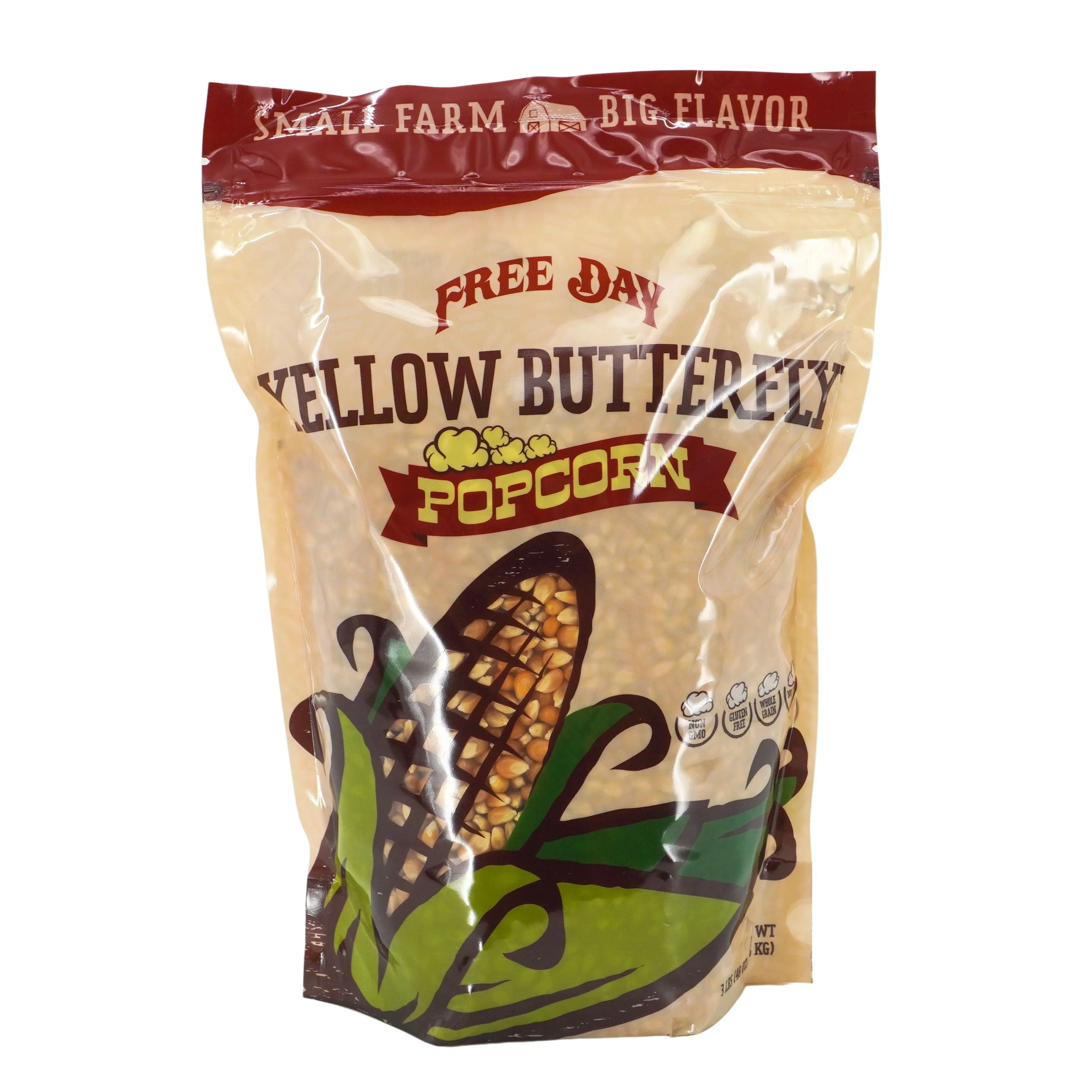 Yellow Butterfly Un-Popped Popcorn | Pack of 2 | 3 lb | Non-GMO | Free Day Popcorn - Image 2