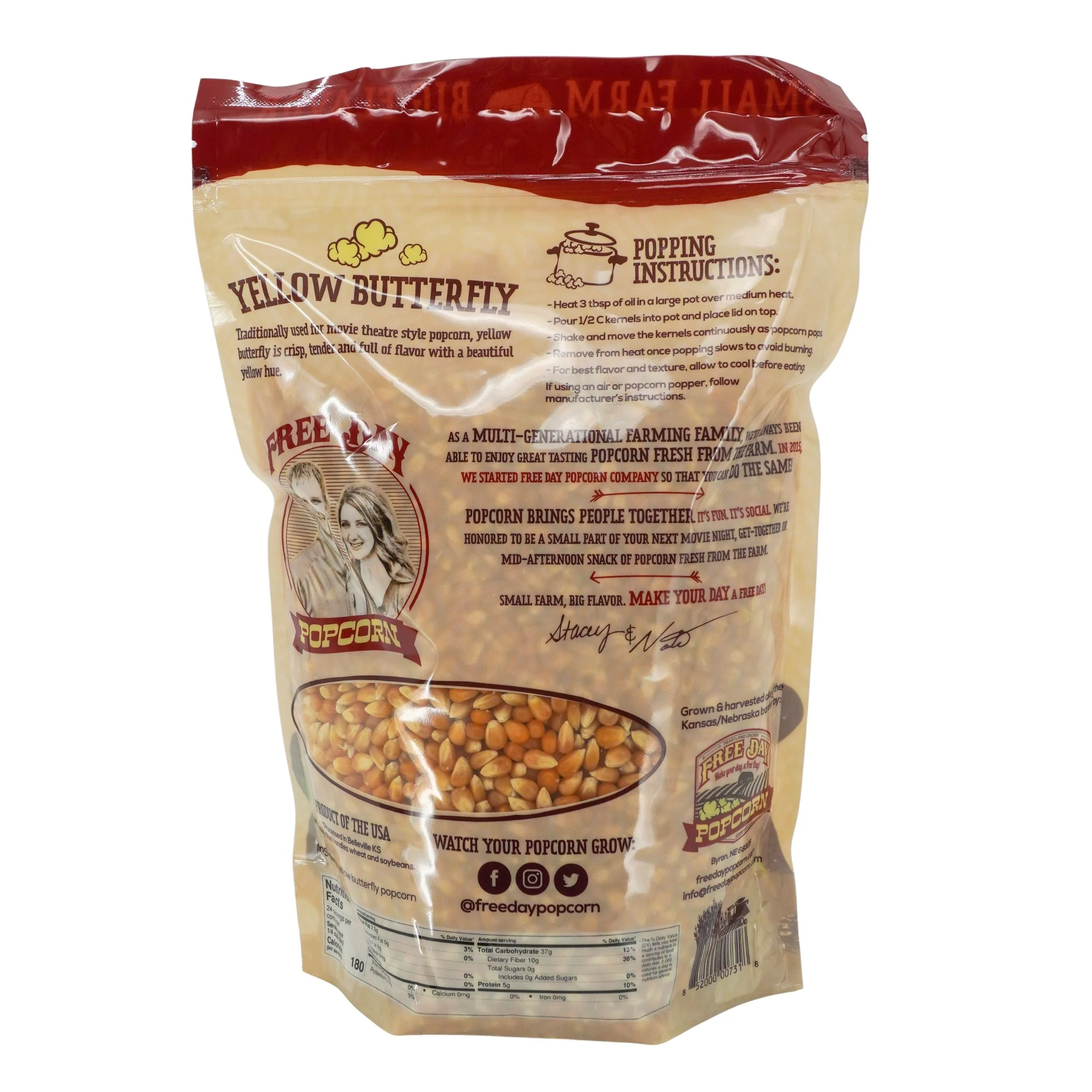 Yellow Butterfly Un-Popped Popcorn | Pack of 2 | 3 lb | Non-GMO | Free Day Popcorn - Image 3