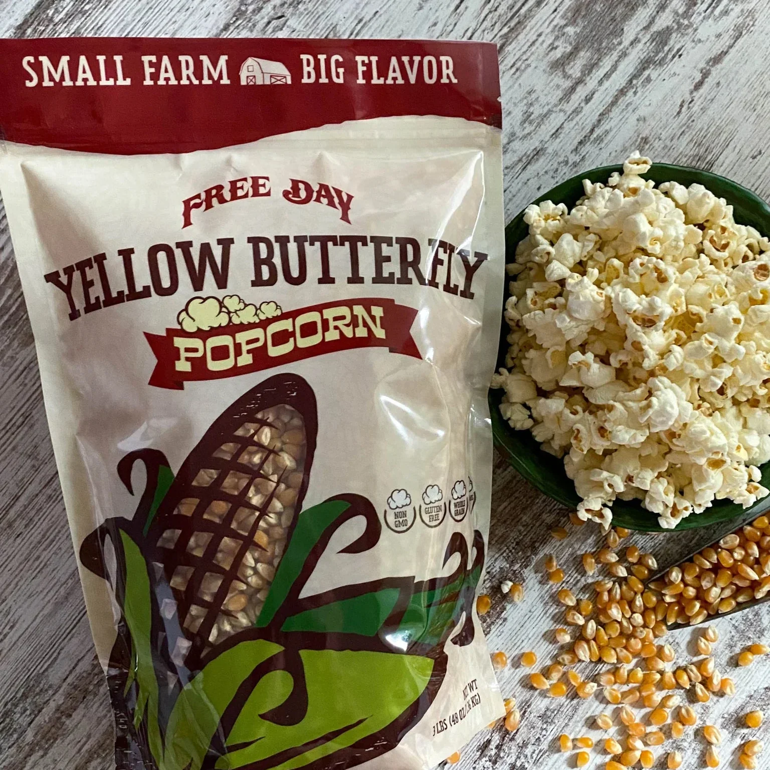 Yellow Butterfly Un-Popped Popcorn | Pack of 2 | 3 lb | Non-GMO | Free Day Popcorn - Image 5