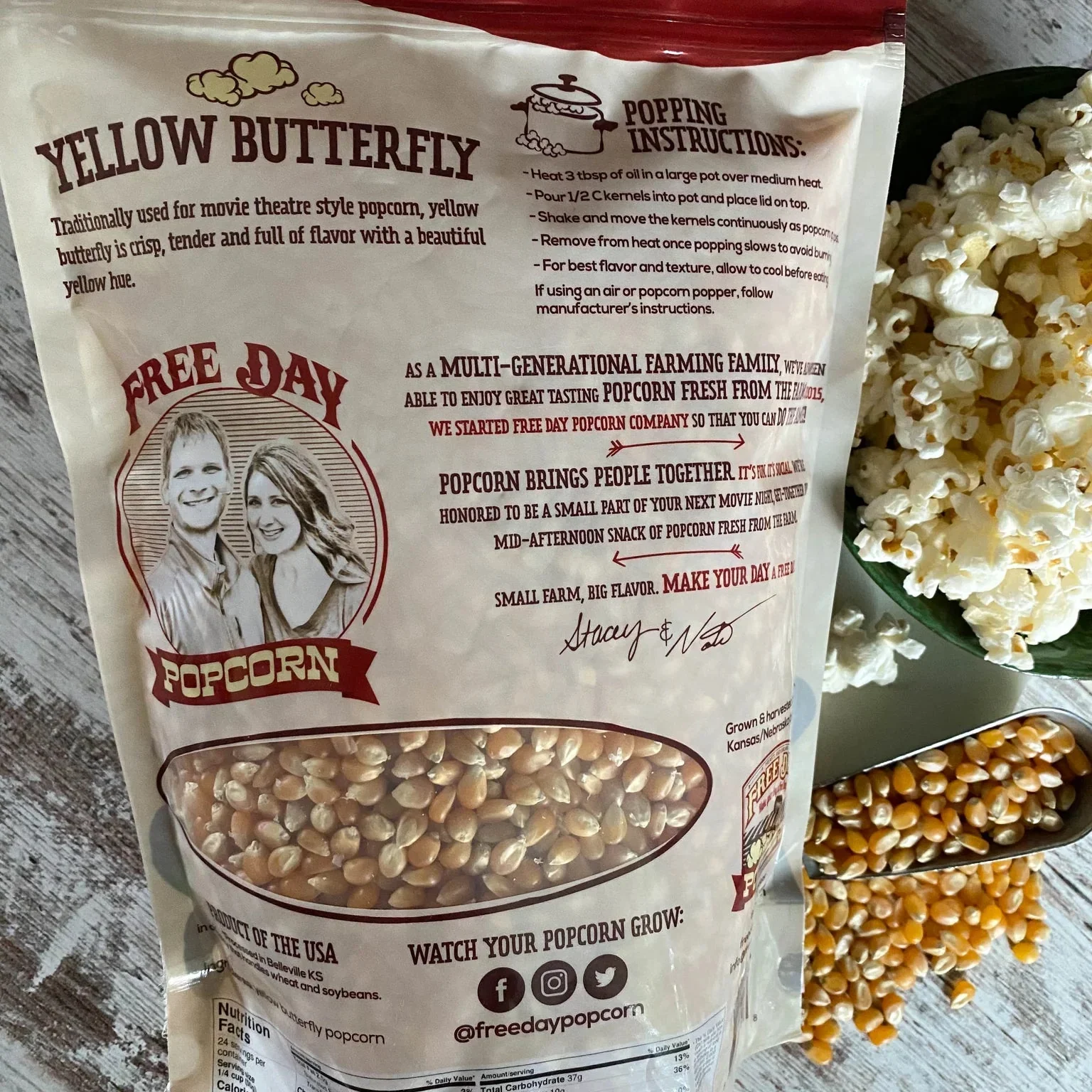 Yellow Butterfly Un-Popped Popcorn | Pack of 2 | 3 lb | Non-GMO | Free Day Popcorn - Image 6