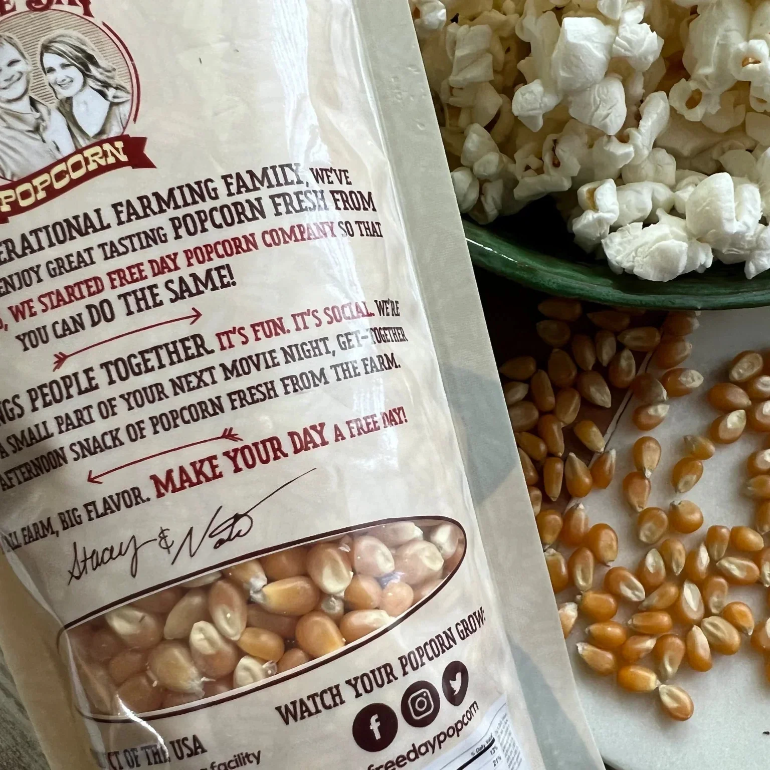 Yellow Butterfly Un-Popped Popcorn | Pack of 3 | 1 lb | Non-GMO | Free Day Popcorn - Image 8