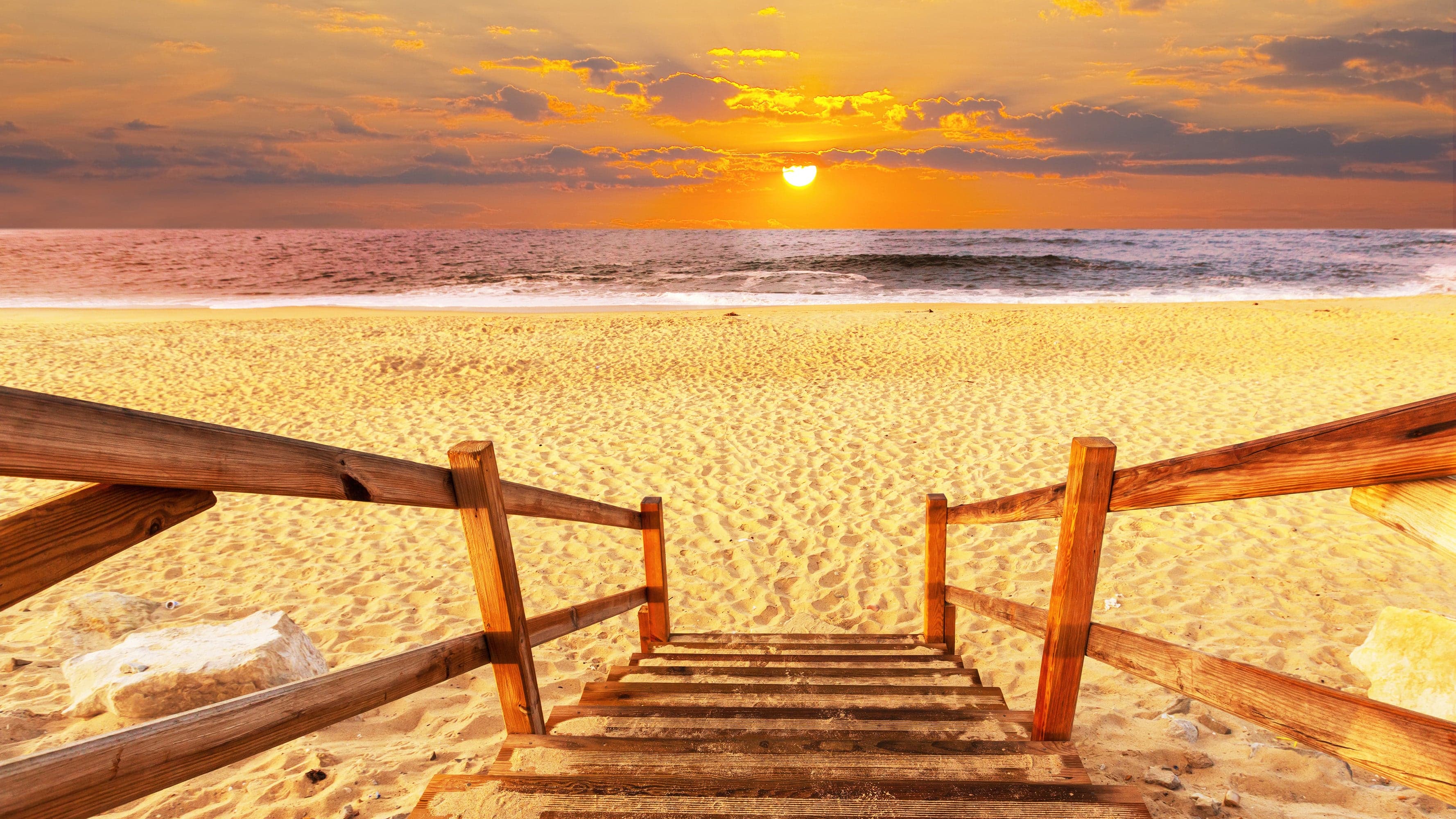 Yellow Sunset on Beach Wallpaper Mural. #6049 - Image 11