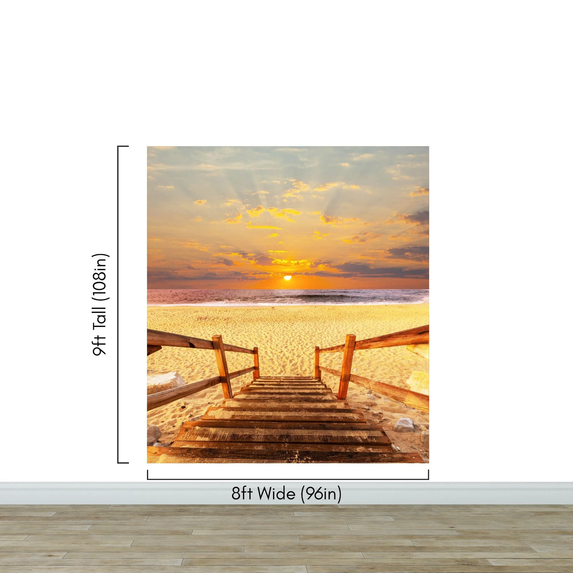 Yellow Sunset on Beach Wallpaper Mural. #6049 - Image 12