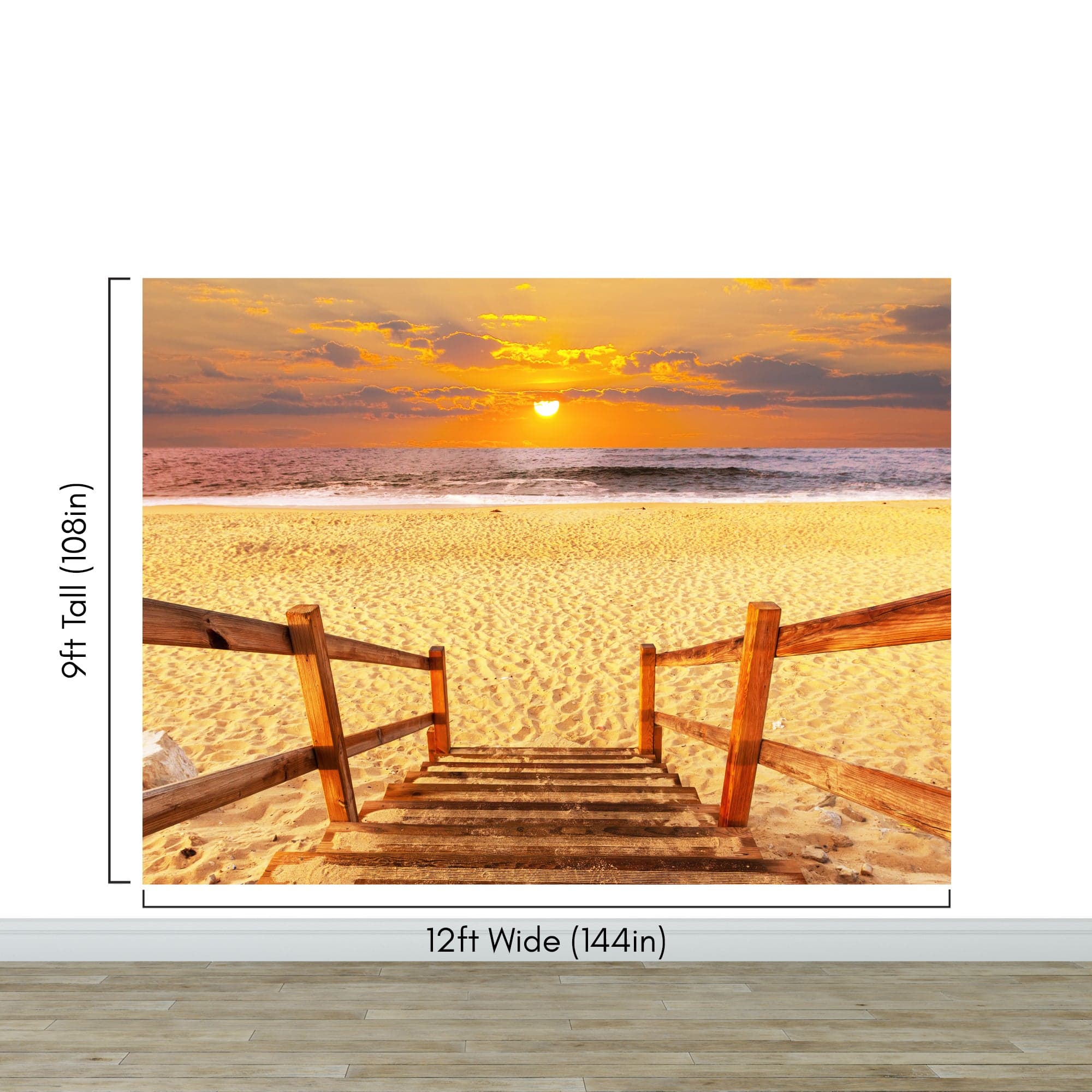 Yellow Sunset on Beach Wallpaper Mural. #6049 - Image 13