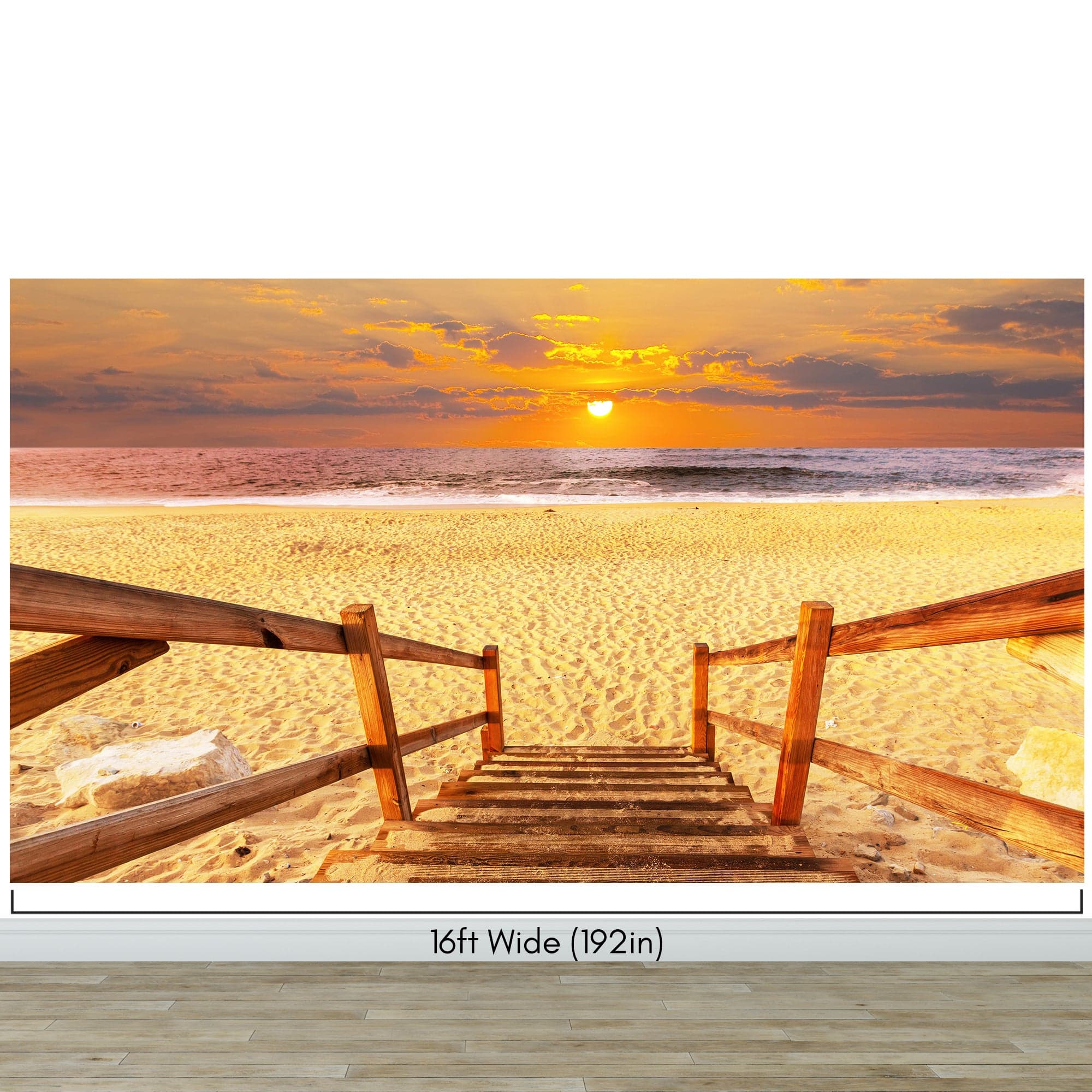 Yellow Sunset on Beach Wallpaper Mural. #6049 - Image 14