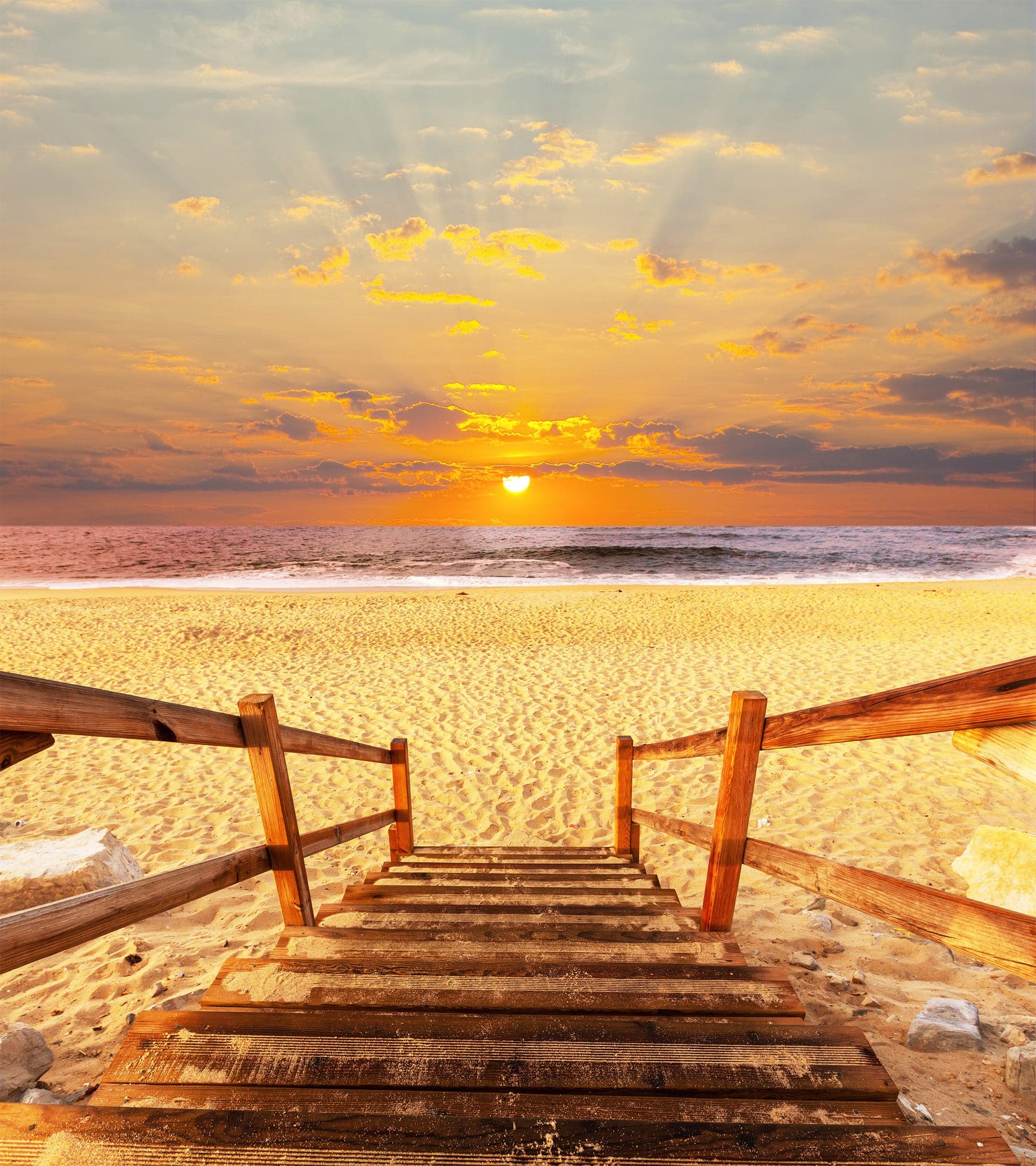 Yellow Sunset on Beach Wallpaper Mural. #6049 - Image 7