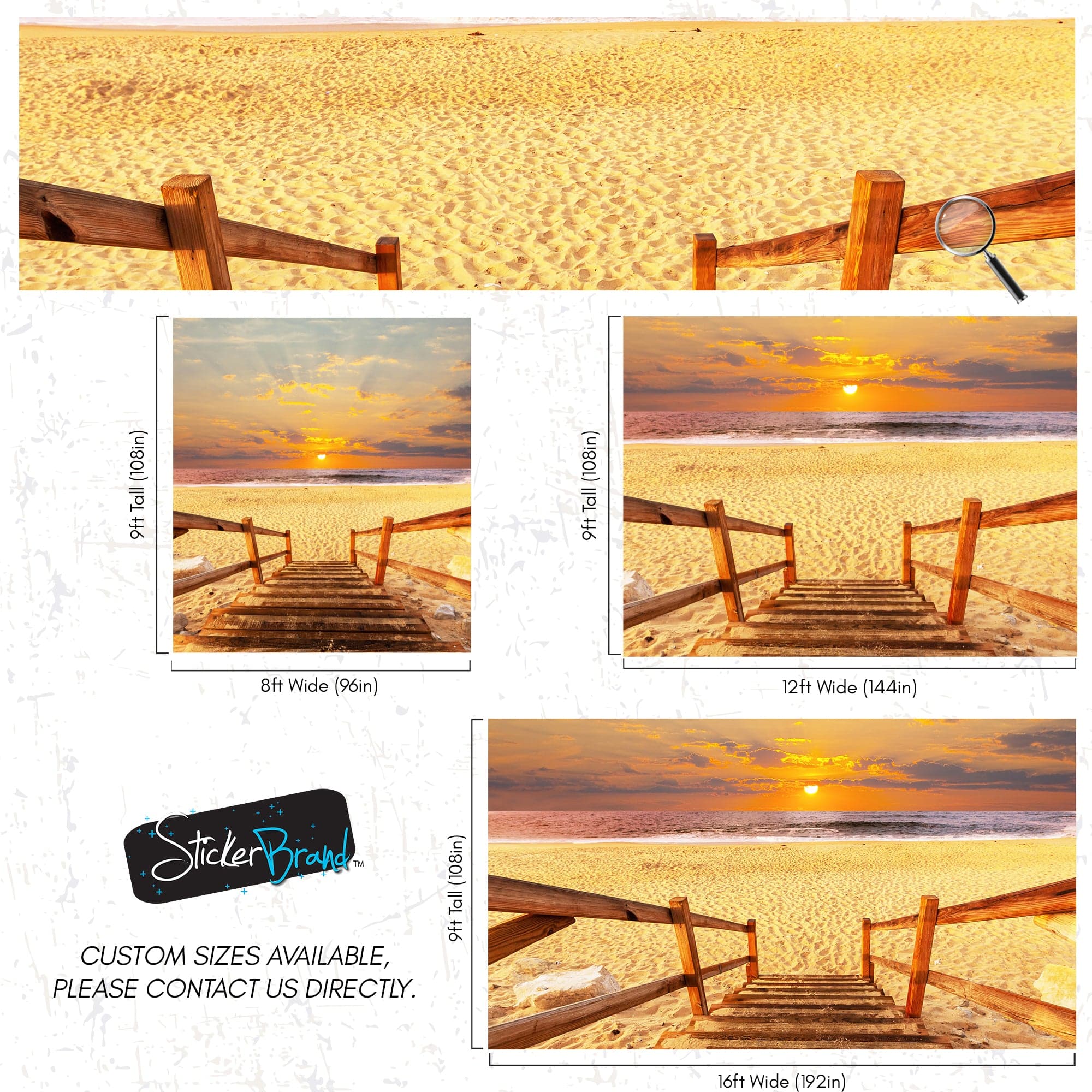 Yellow Sunset on Beach Wallpaper Mural. #6049 - Image 8