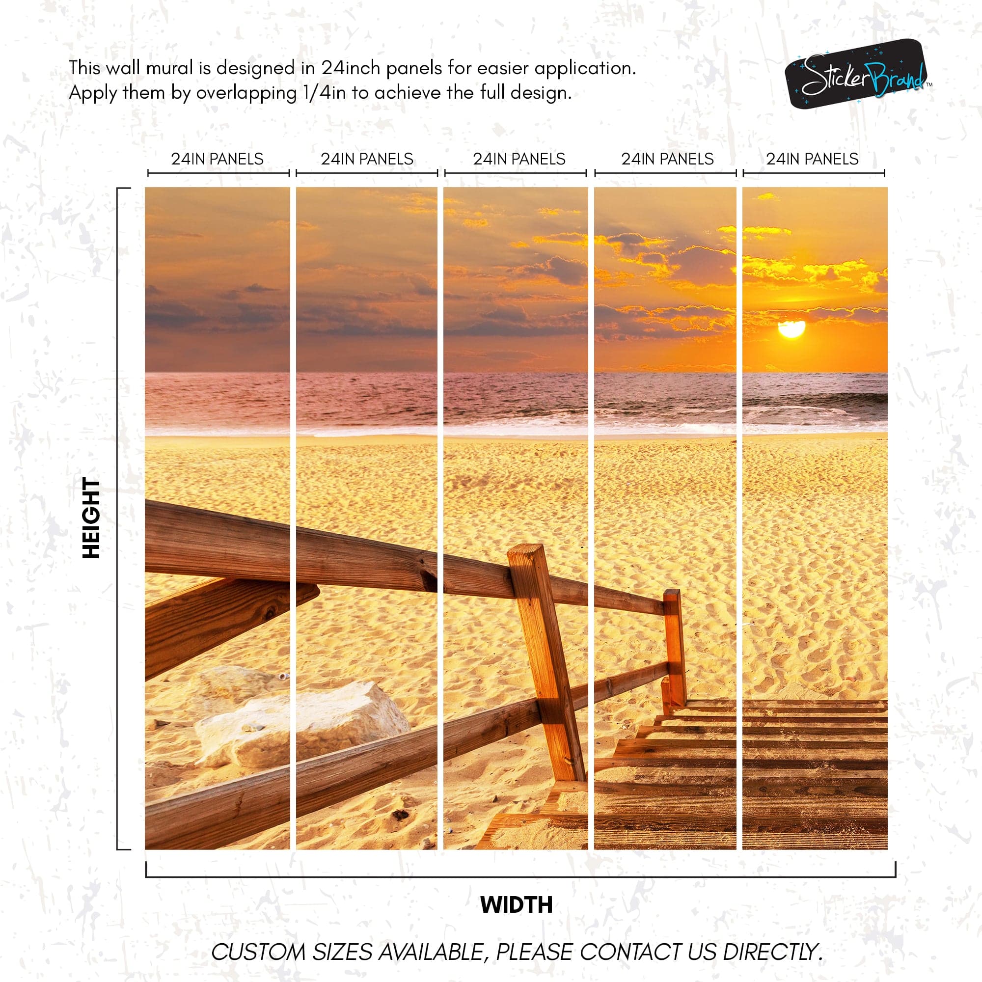 Yellow Sunset on Beach Wallpaper Mural. #6049 - Image 9