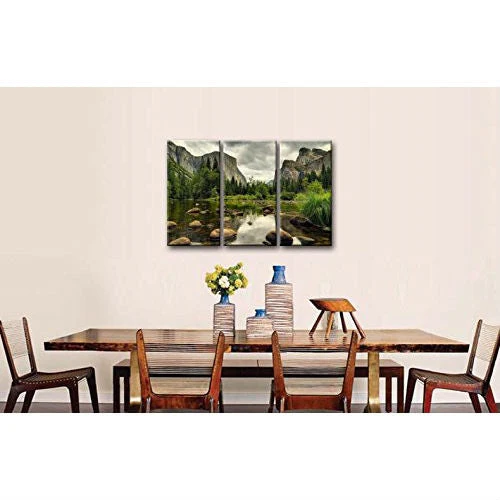 Yosemite Mountain Stream 3-Piece Wall Art Framed Print on Canvas - Image 3