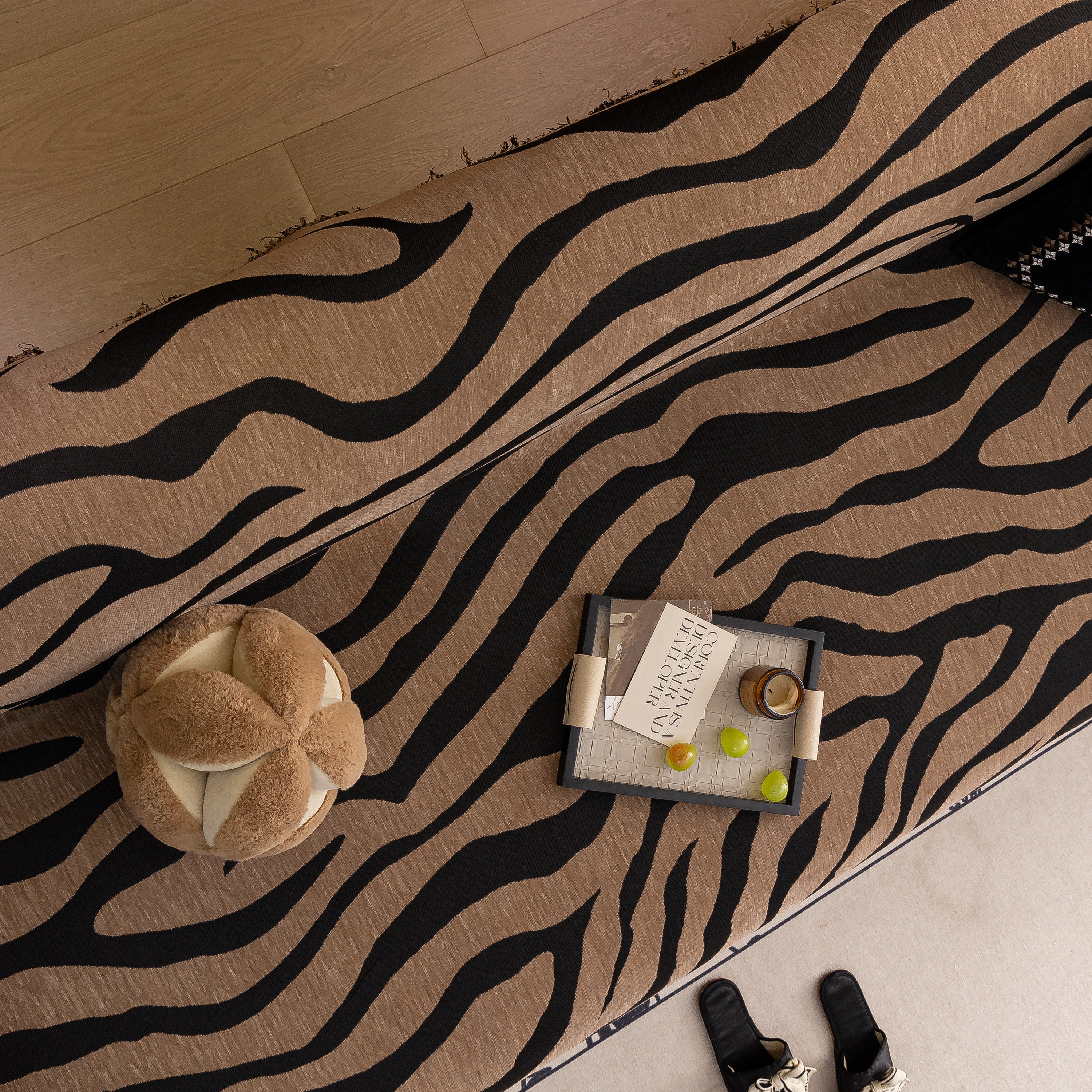 Zebra Striped Chenille Throw Sofa Cover Full-Cover Decorative Furniture Slipcover - Image 21