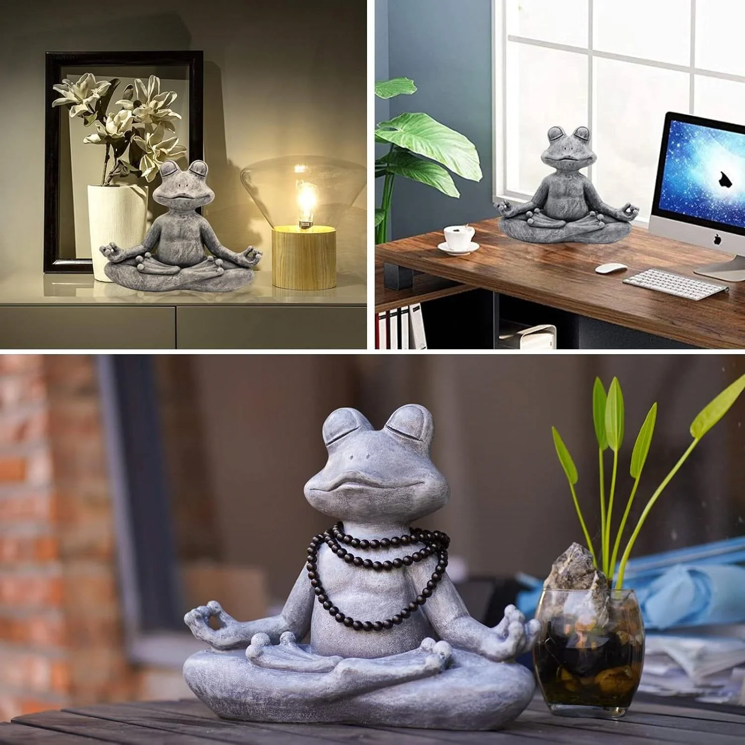 Zen Garden Meditating Yoga Frog Statue - Image 3