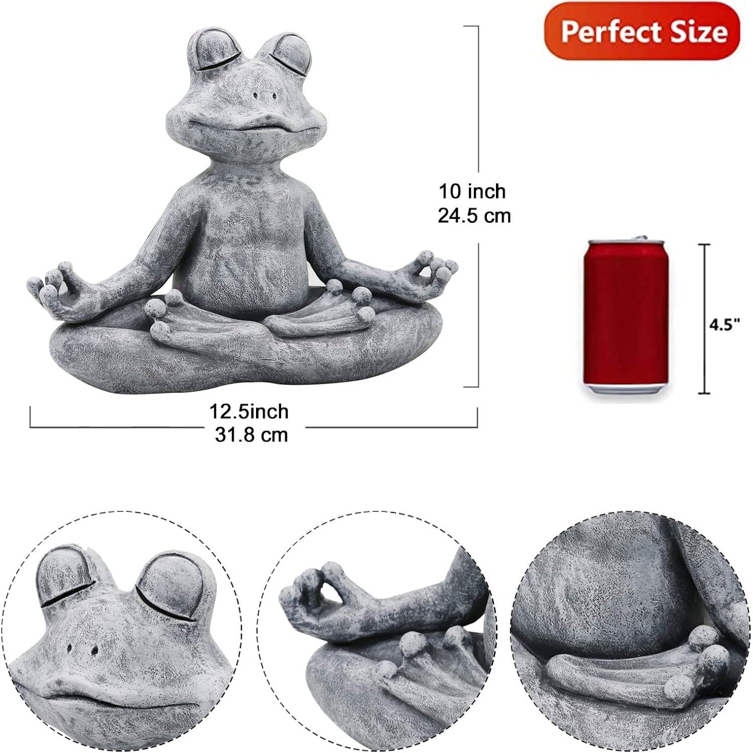 Zen Garden Meditating Yoga Frog Statue - Image 5