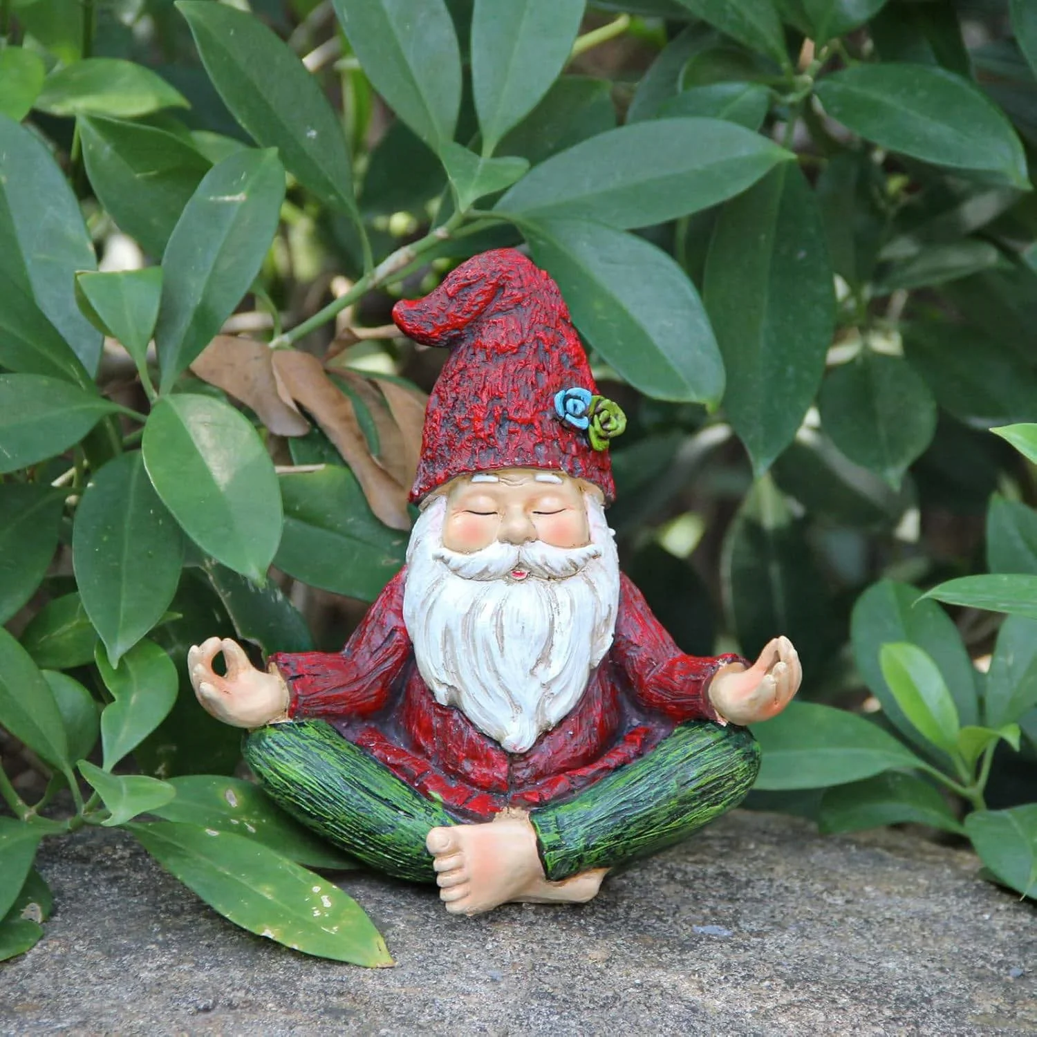 Zen Garden Meditating Yoga Solar Gnome Statue - Image 2