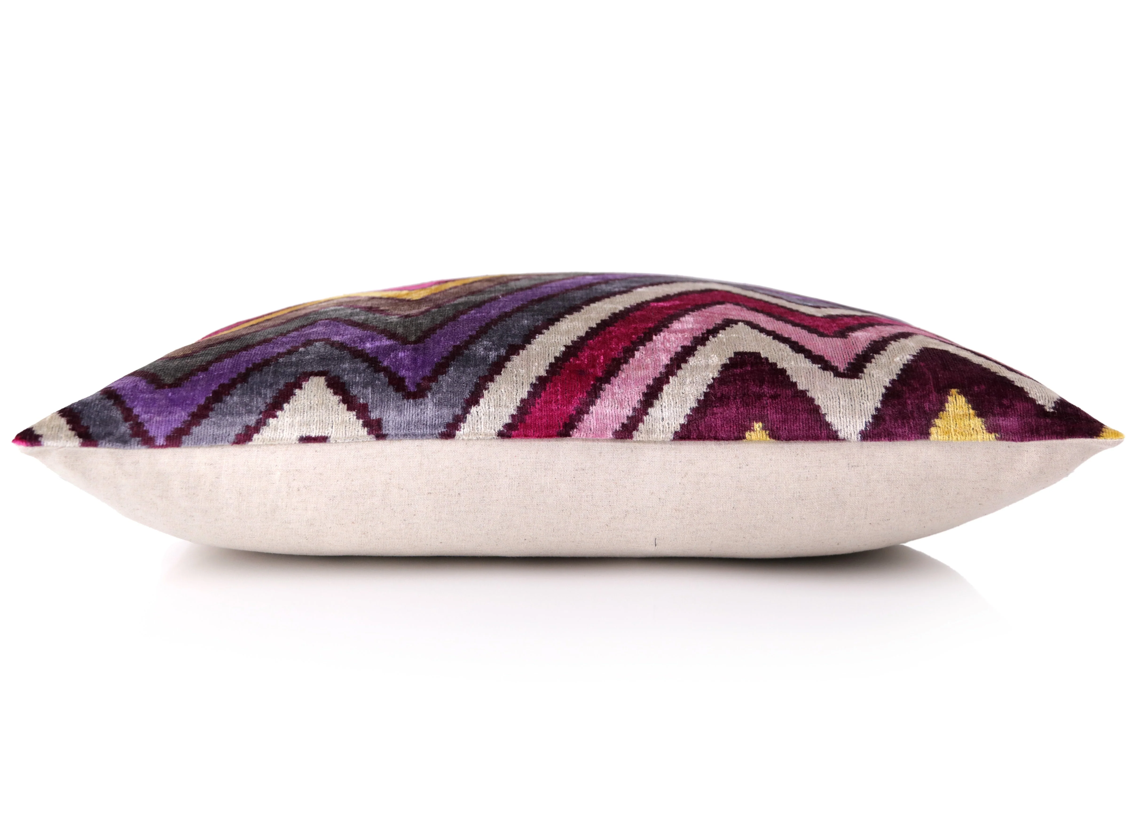 Zigzag Silk Velvet Pillow 16x24 – Fuchsia & Gold, Handmade Luxe - Image 2
