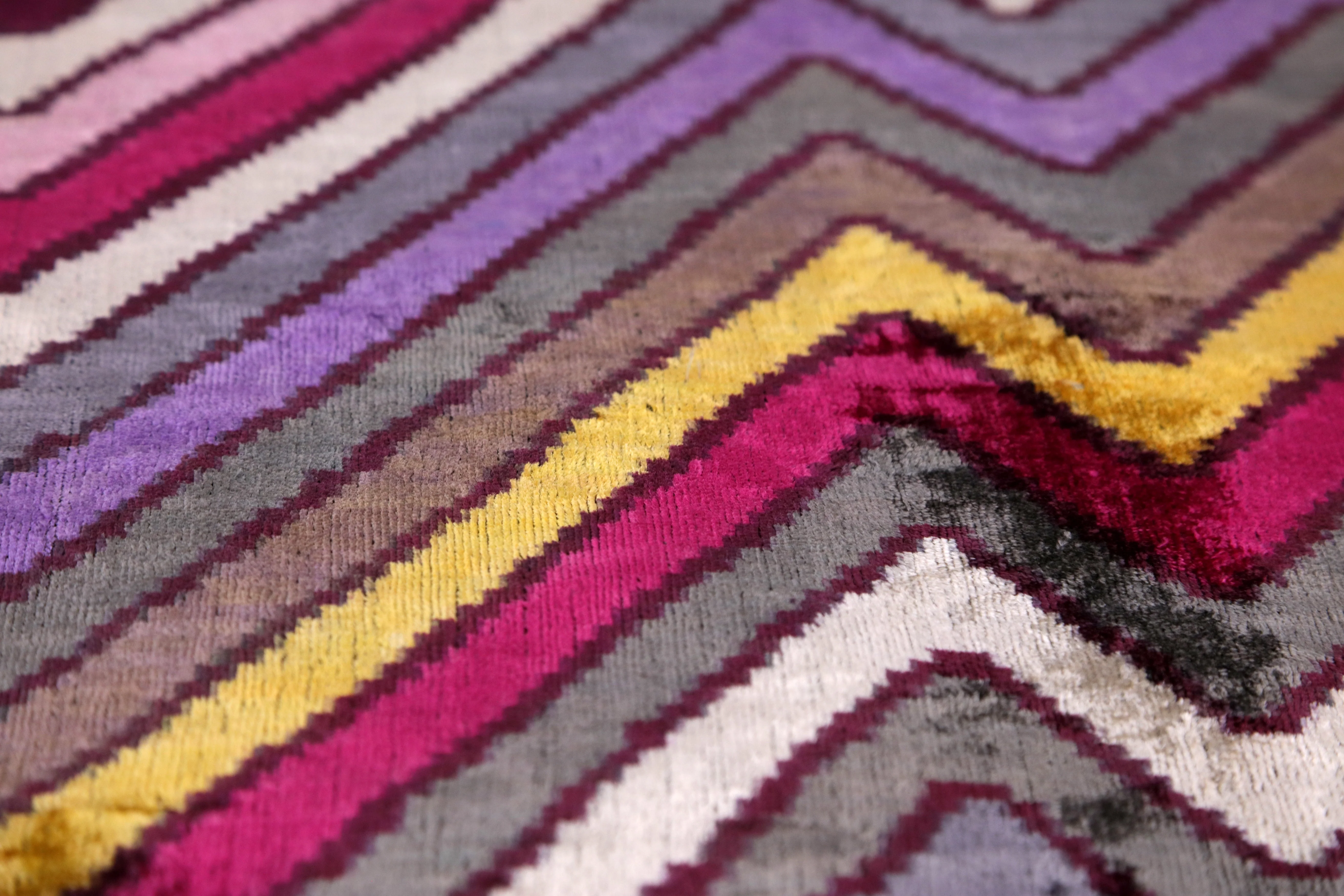 Zigzag Silk Velvet Pillow 16x24 – Fuchsia & Gold, Handmade Luxe - Image 6