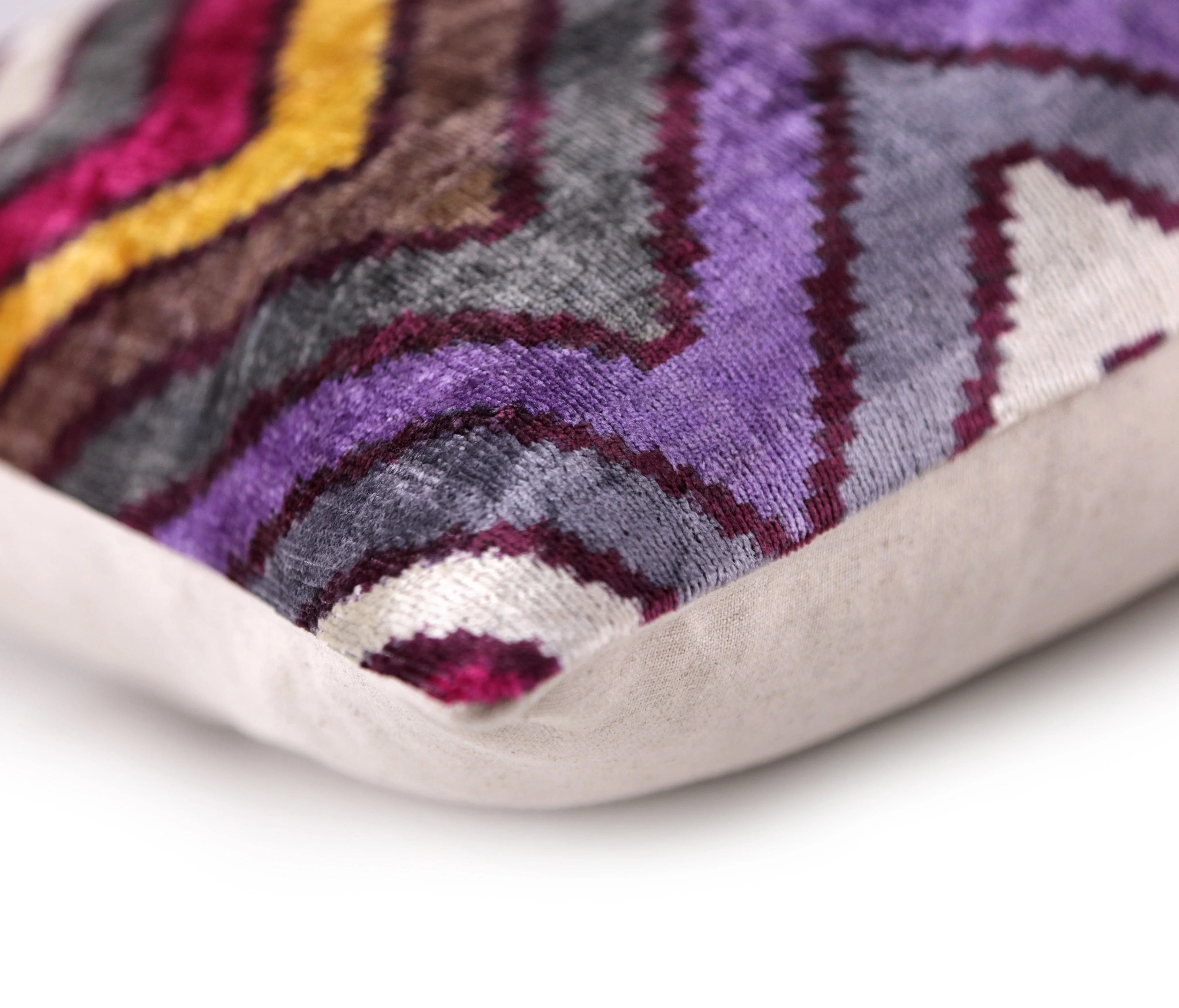 Zigzag Silk Velvet Pillow 16x24 – Fuchsia & Gold, Handmade Luxe - Image 7