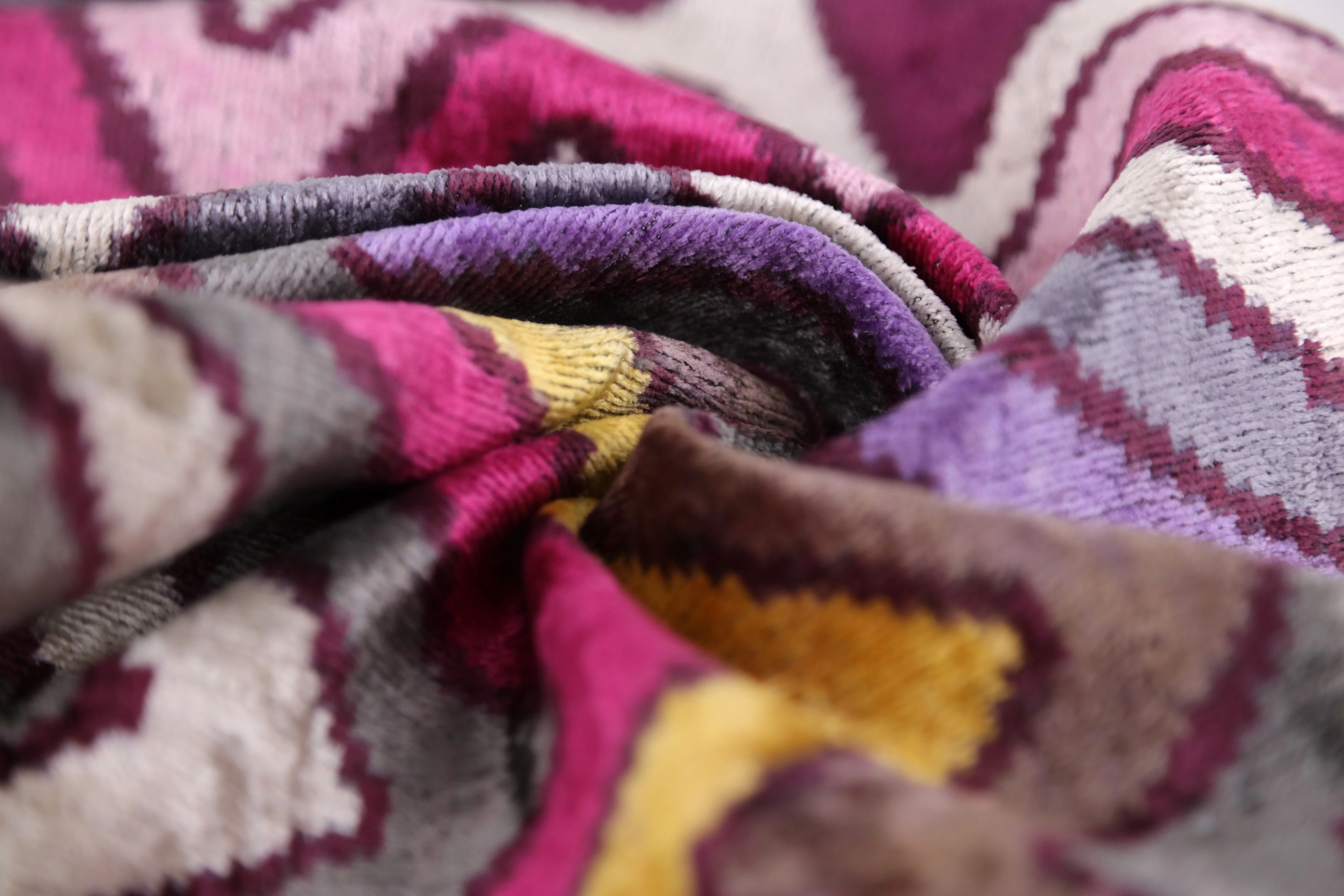 Zigzag Silk Velvet Pillow 16x24 – Fuchsia & Gold, Handmade Luxe - Image 8