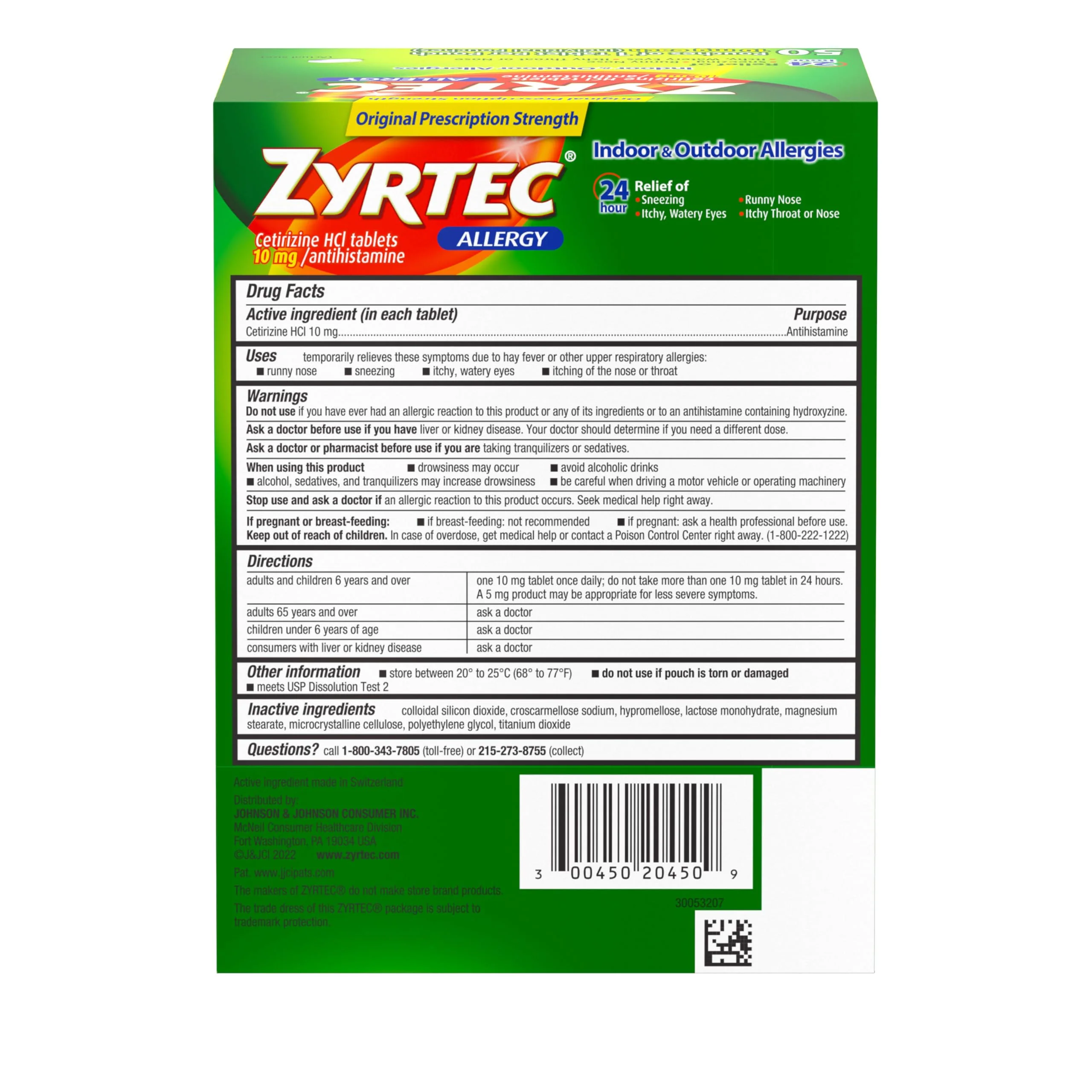 Zyrtec 24 Hour Allergy Relief Tablets, Individually Wrapped Indoor and Outdoor Allergy Medicine with 10 mg Cetirizine HCl per Antihistamine Tablet, 1 Tablet Per Pack, 50 ct Dispensit Pack - Image 3